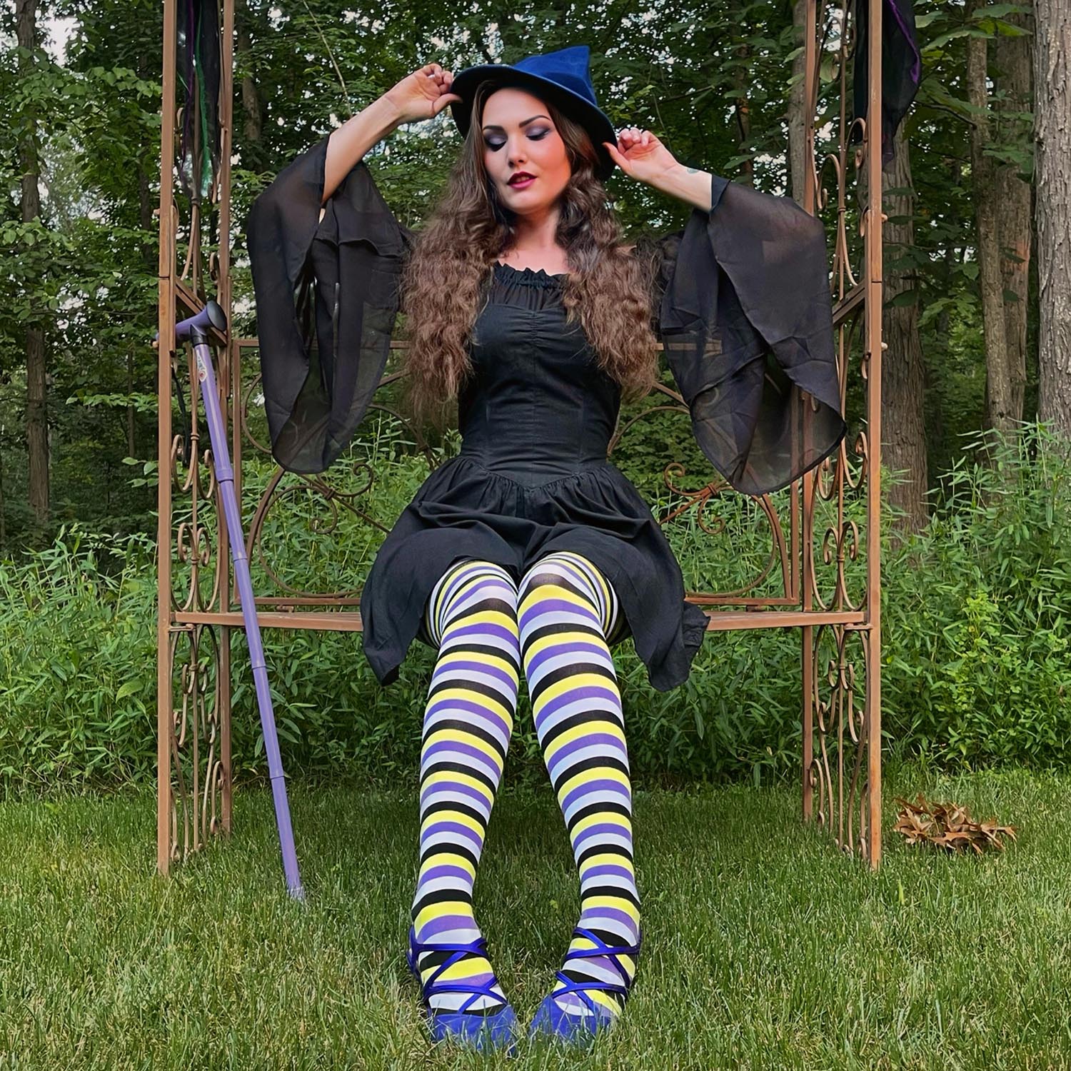 120 Denier Striped Tights - Viper - Image 4
