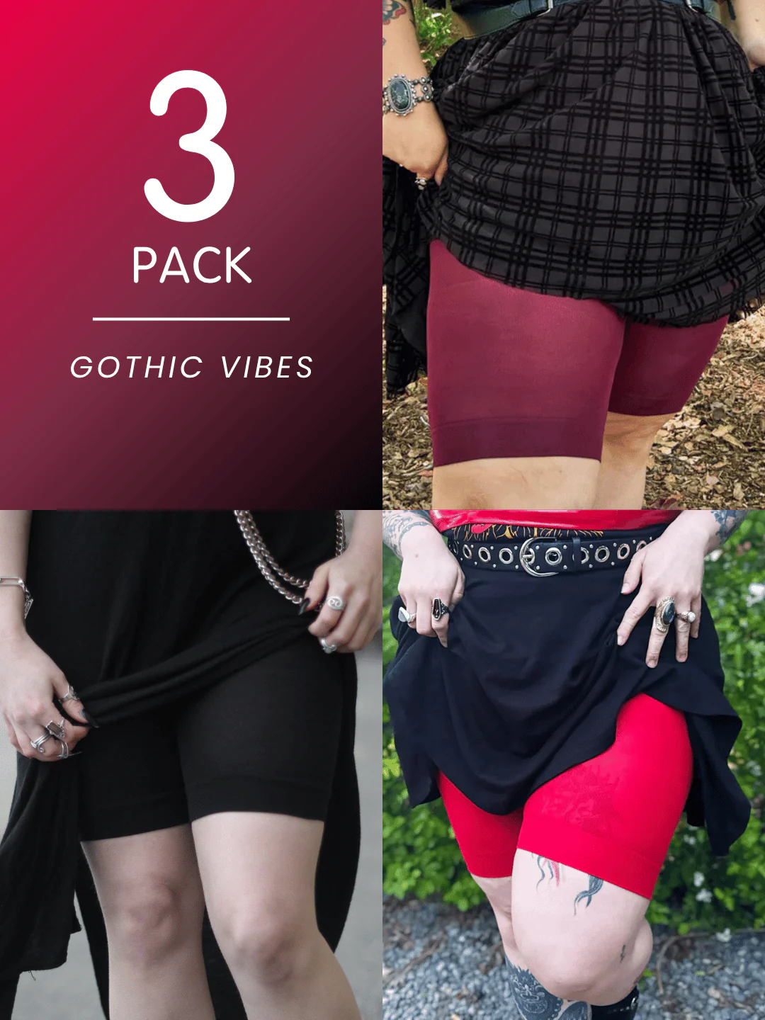 3 Pack Gothic Bundle - Stay Cool Chub Rub Shorts