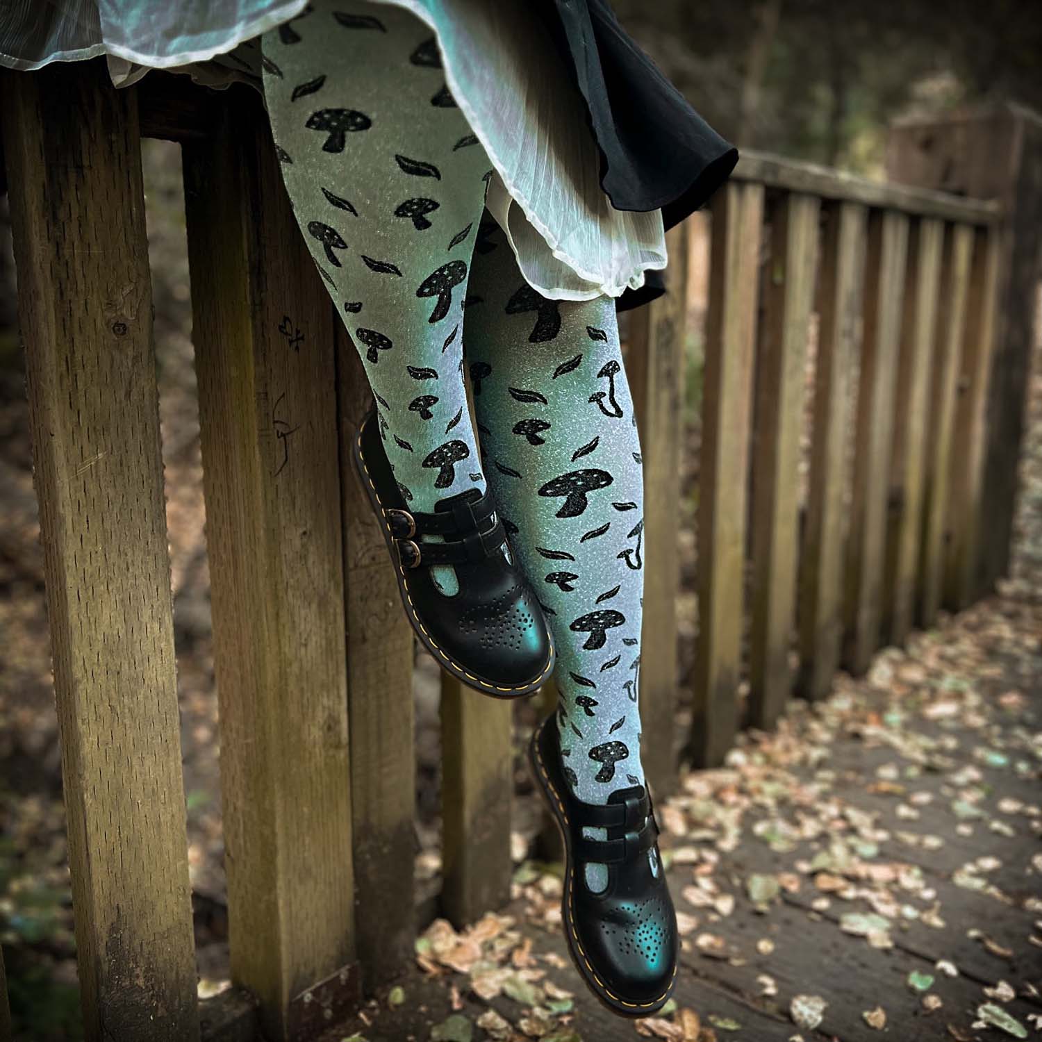 80 Denier Opaque Tights - Deathcap Mushrooms