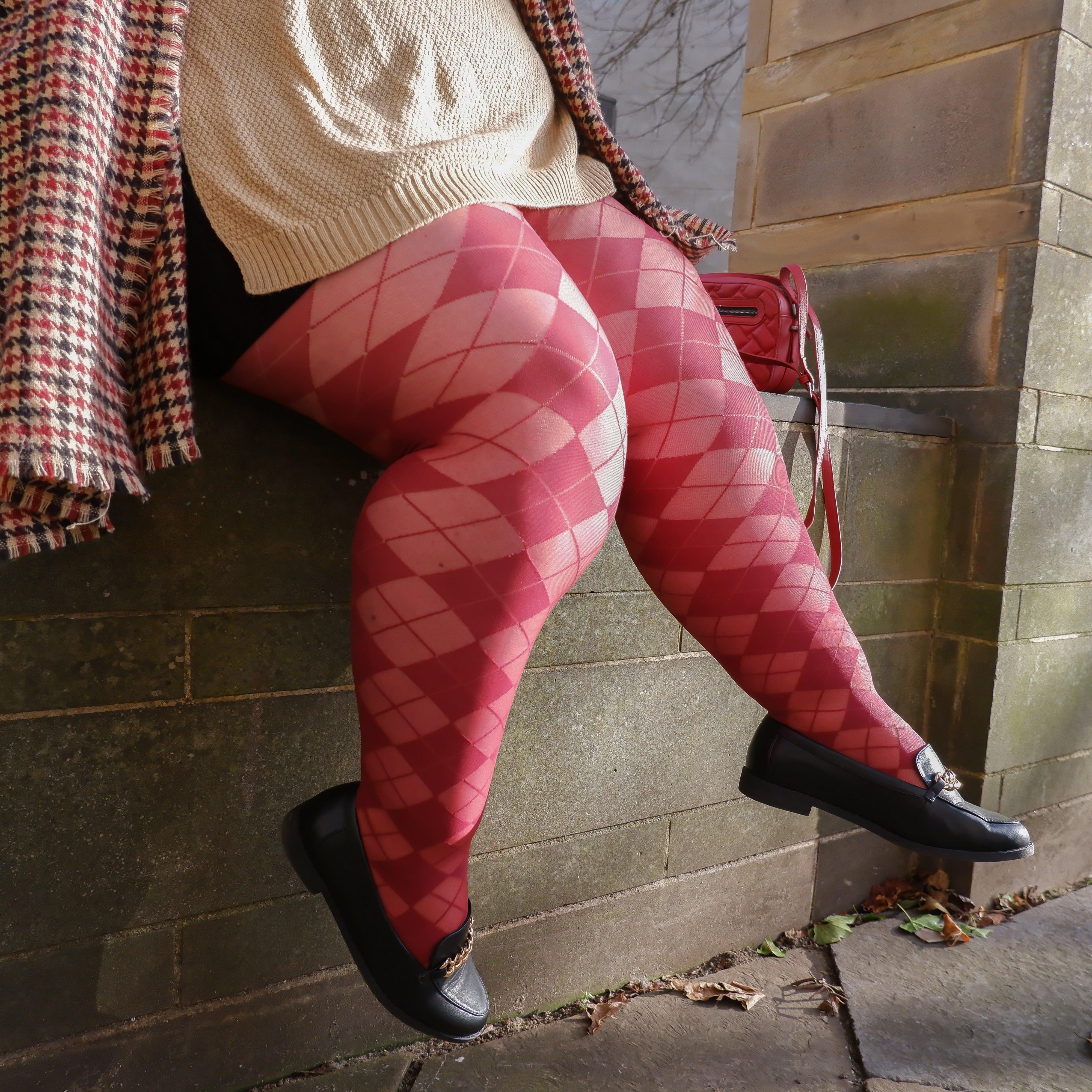 Diamond Tights - Burgundy - Image 4