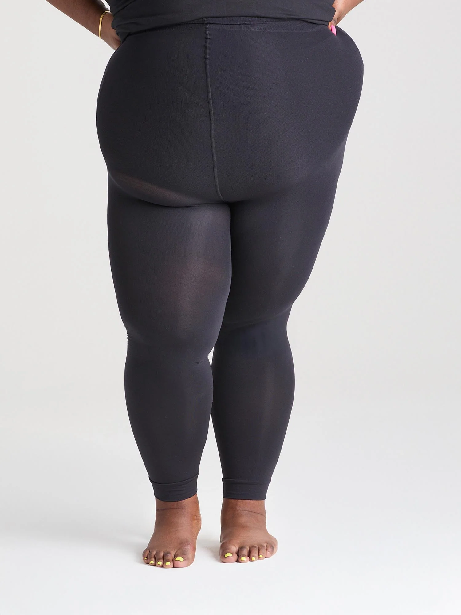 80 Denier Footless Tights - Black - Image 5
