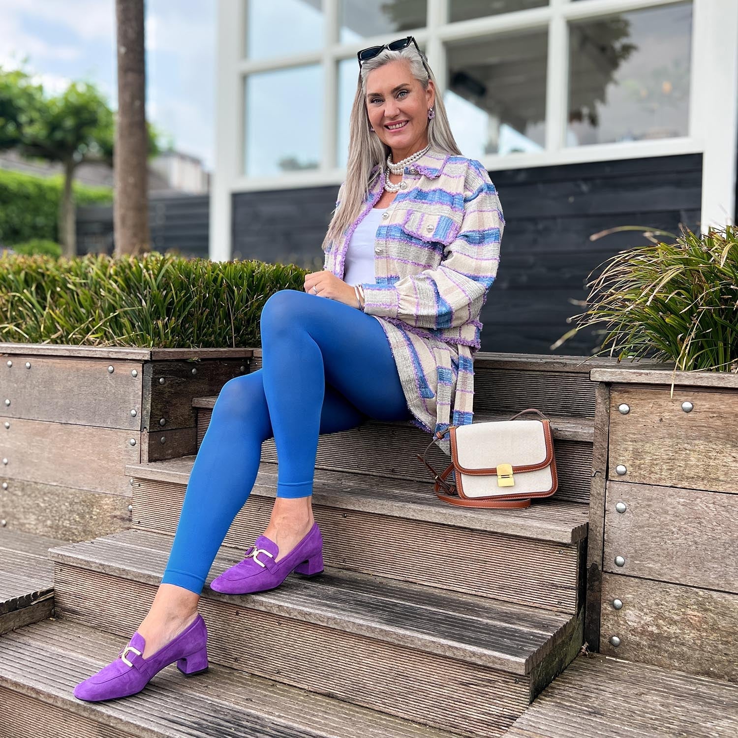 80 Denier Footless Tights - Peacock - Image 2