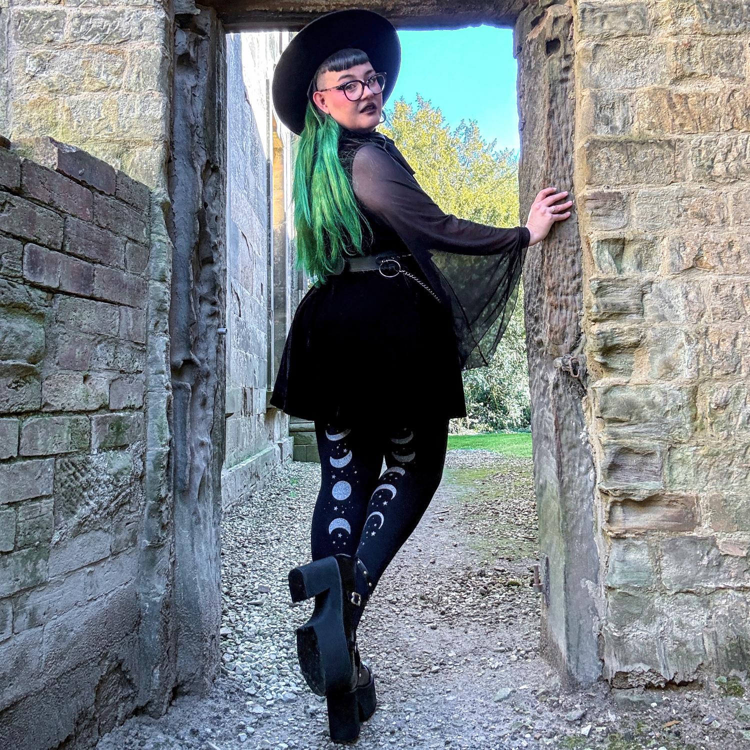 80 Denier Opaque Tights - Moon Phases - Image 3