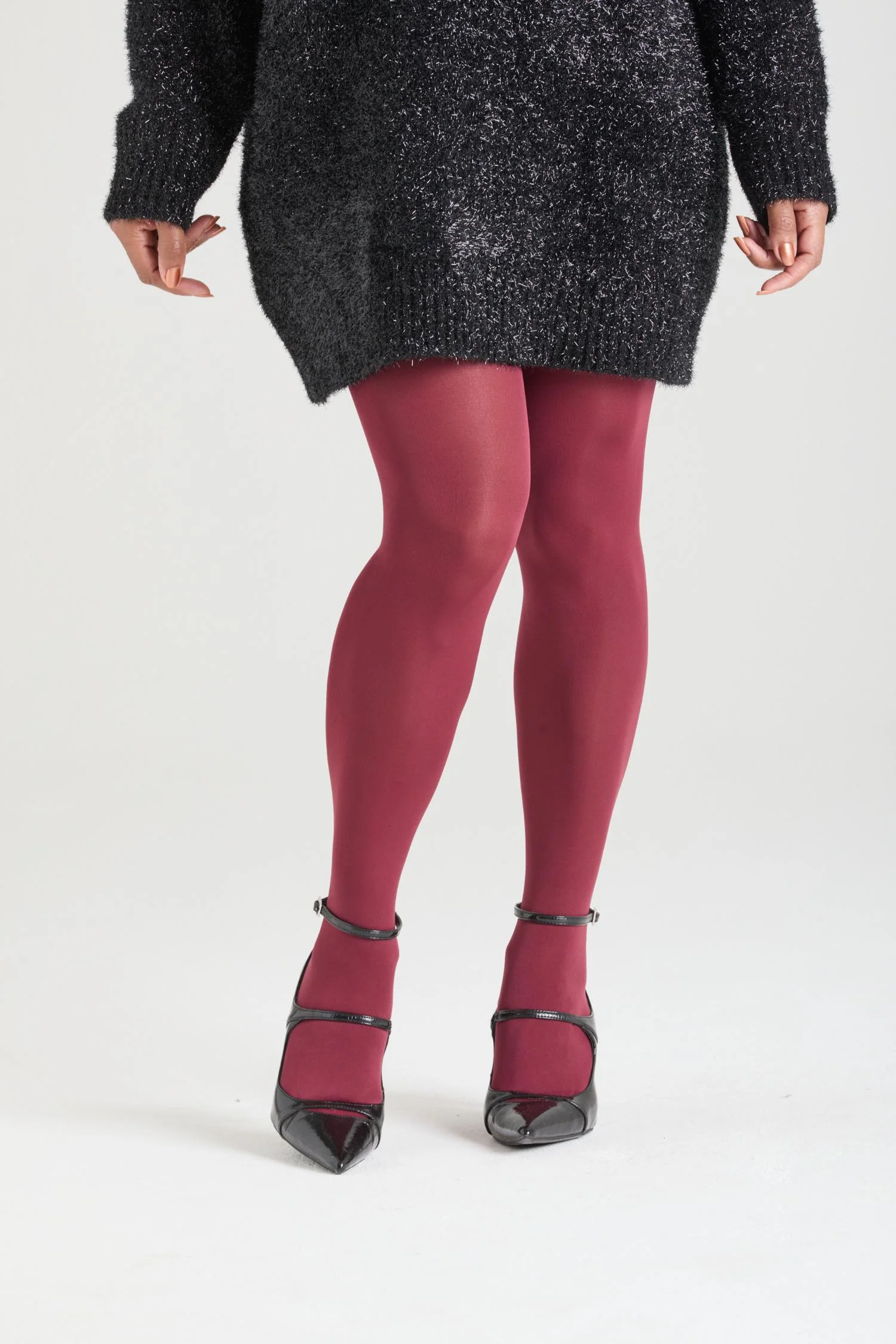80 Denier Opaque Tights - Burgundy - Image 5