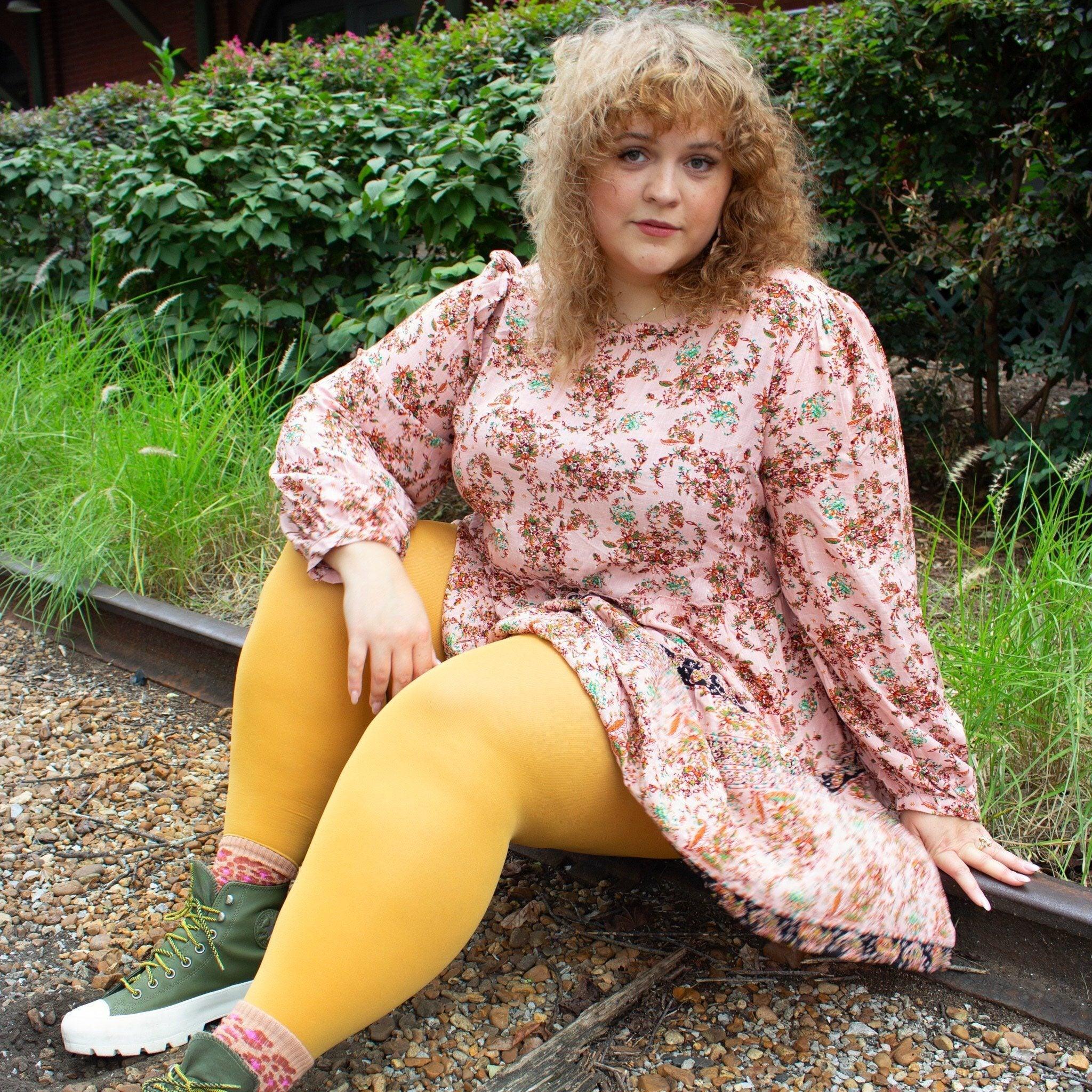 80 Denier Opaque Tights - Colonel Mustard - Image 4