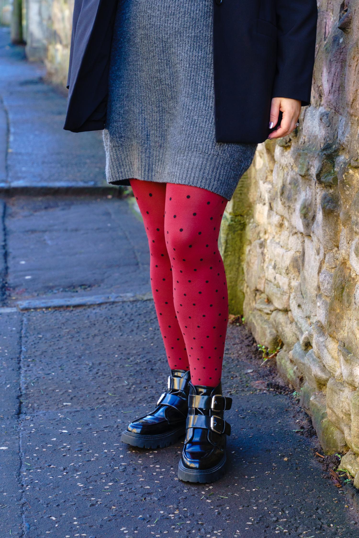 80 Denier Opaque Tights - Cherry Dot - Image 2