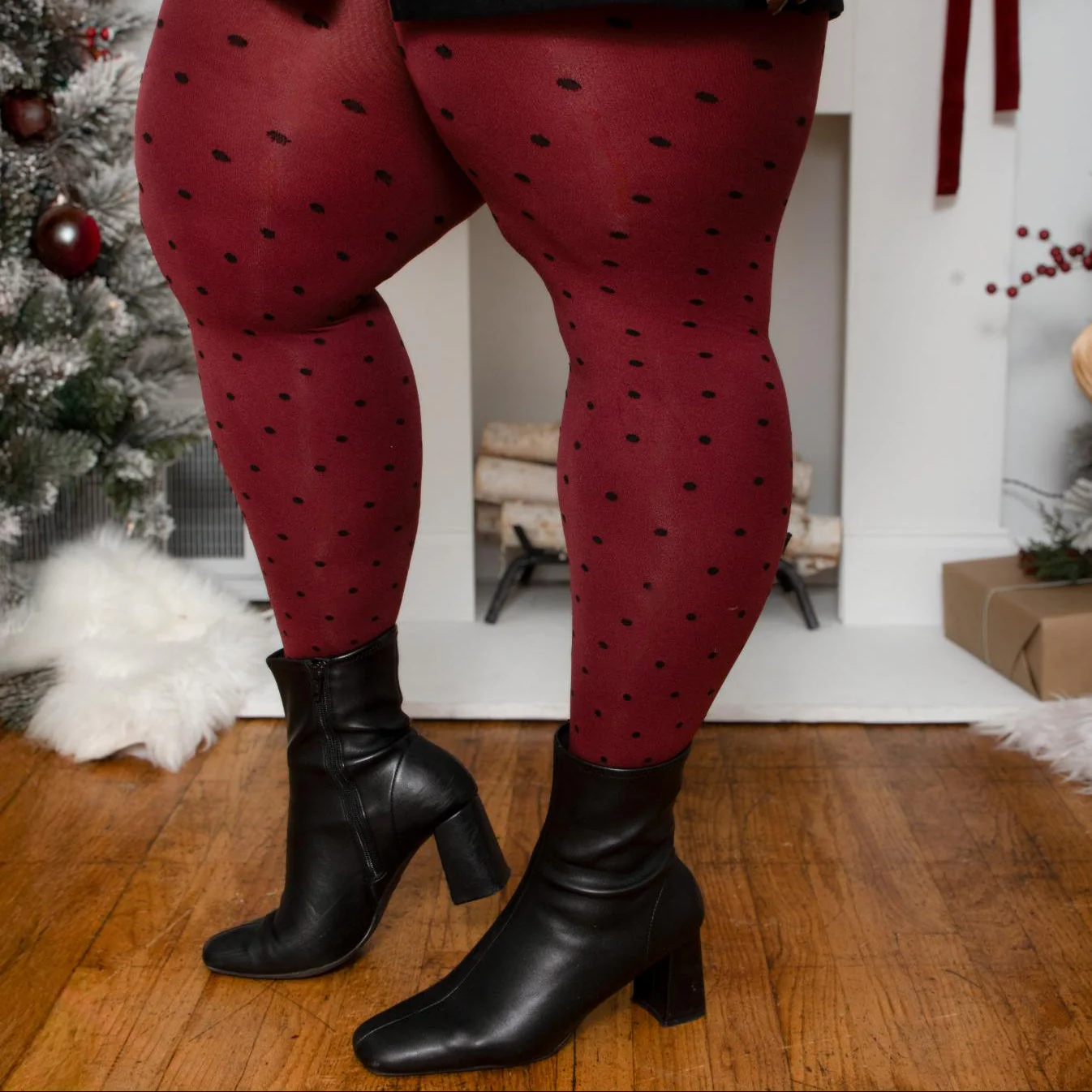80 Denier Opaque Tights - Cherry Dot - Image 4