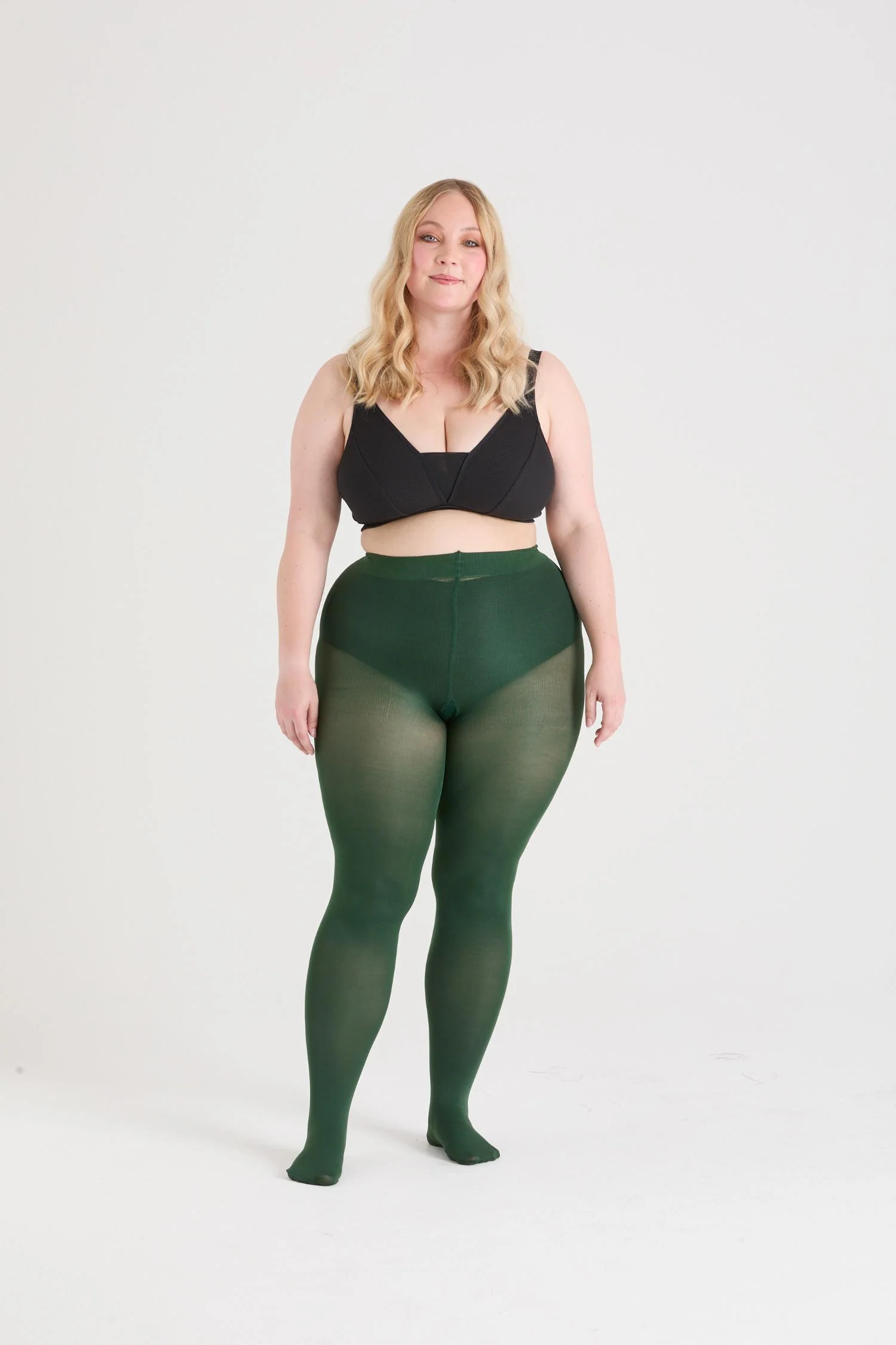 80 Denier Opaque Tights - Hit the Bottle Green - Image 11