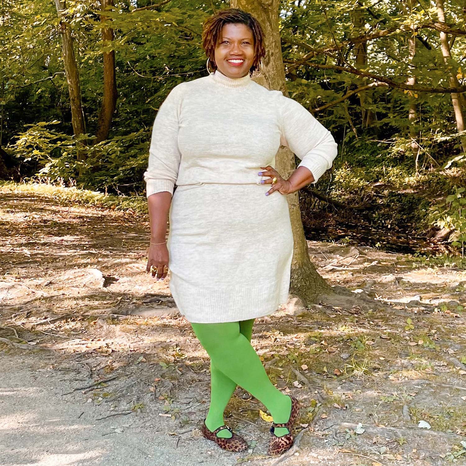 80 Denier Opaque Tights - Peas - Image 5