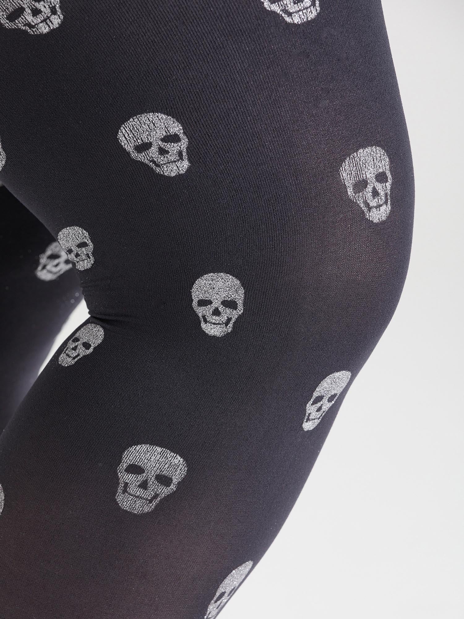 80 Denier Opaque Tights - Sparkle Skulls - Image 5