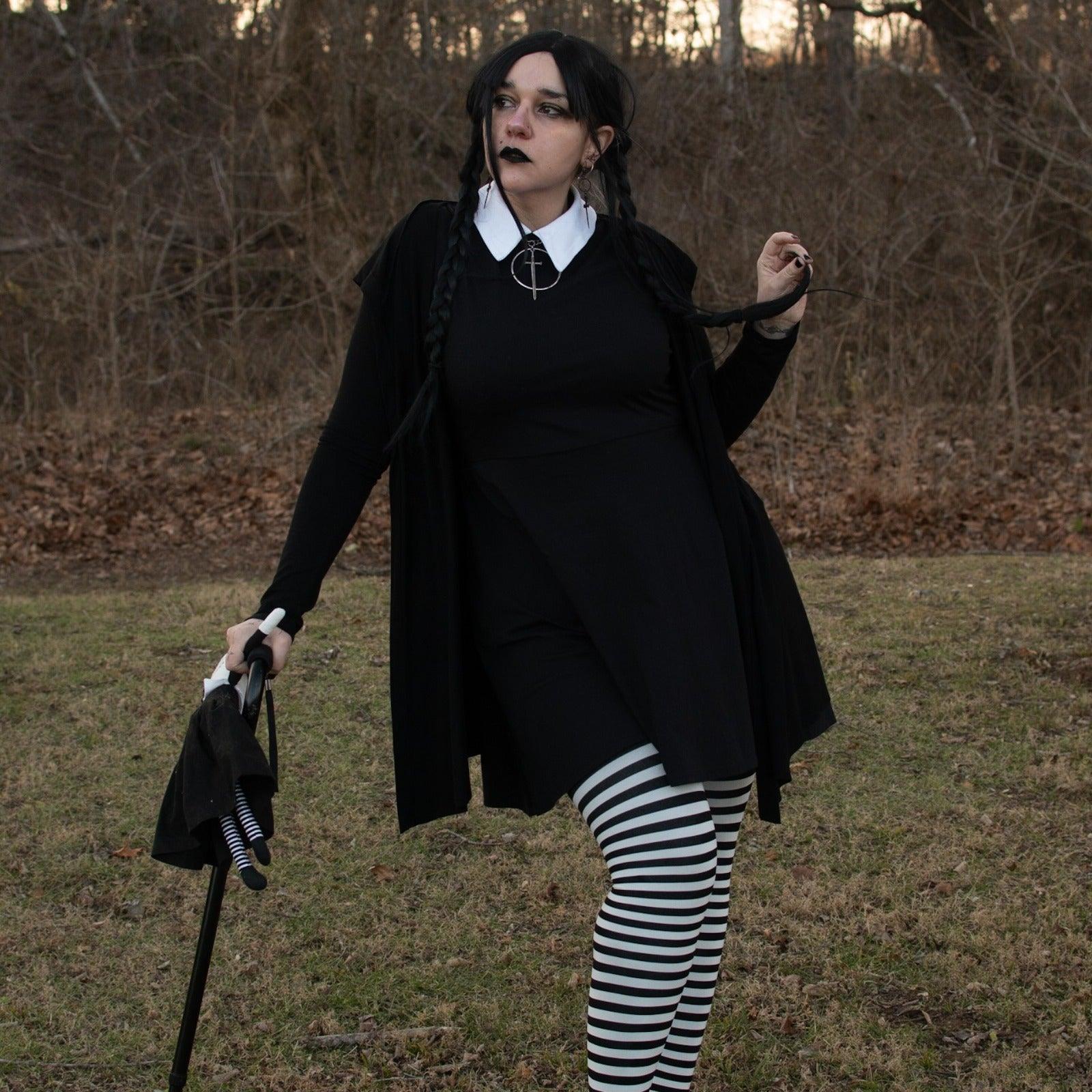 80 Denier Black & White Striped Tights - Witch - Image 14