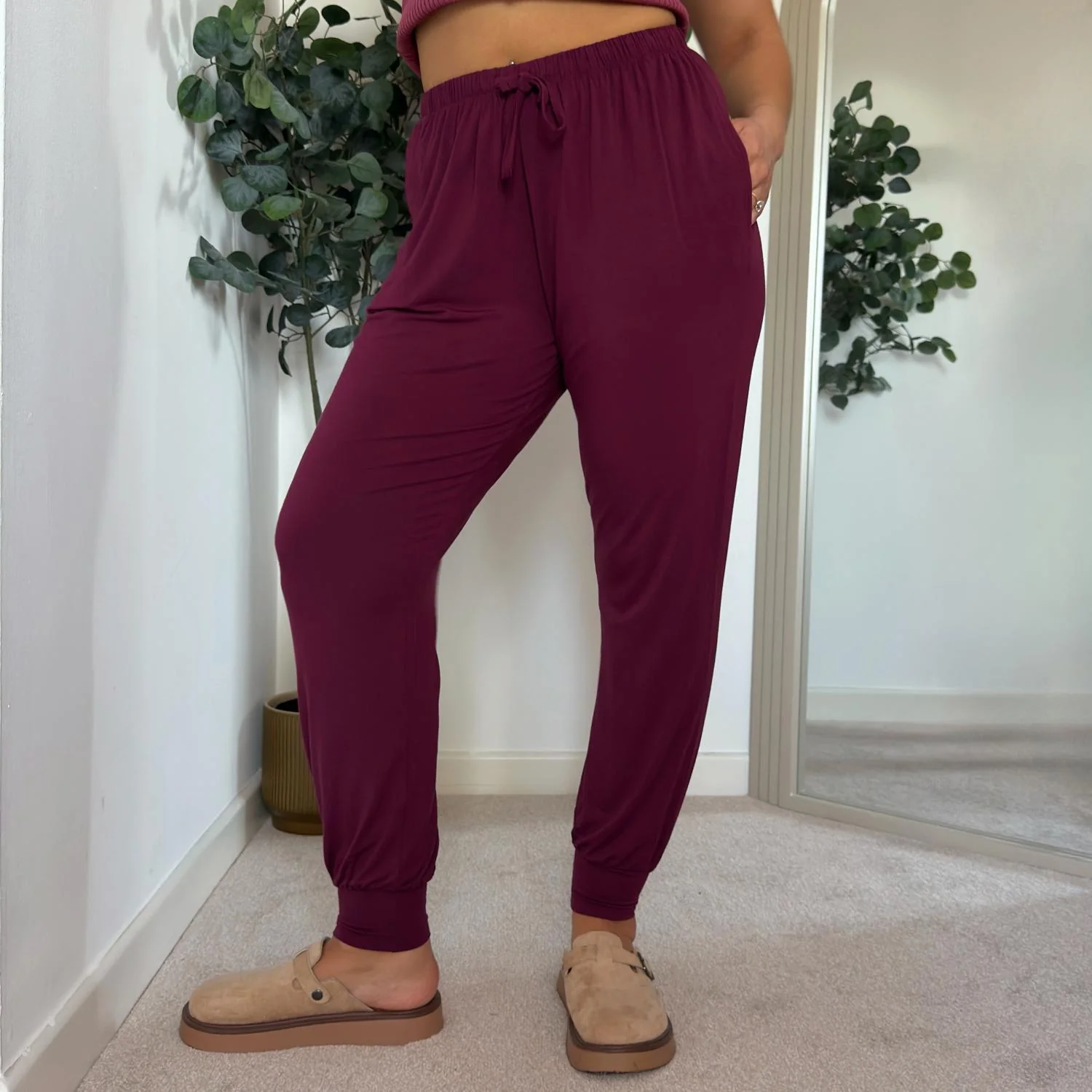 Bamboo Lounge Joggers - Cherry - Image 3