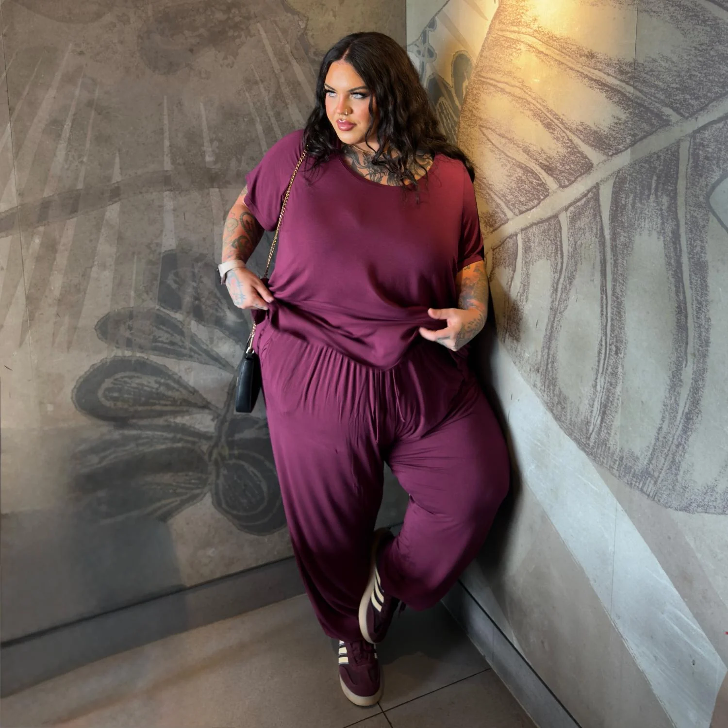 Bamboo Lounge Joggers - Cherry - Image 4