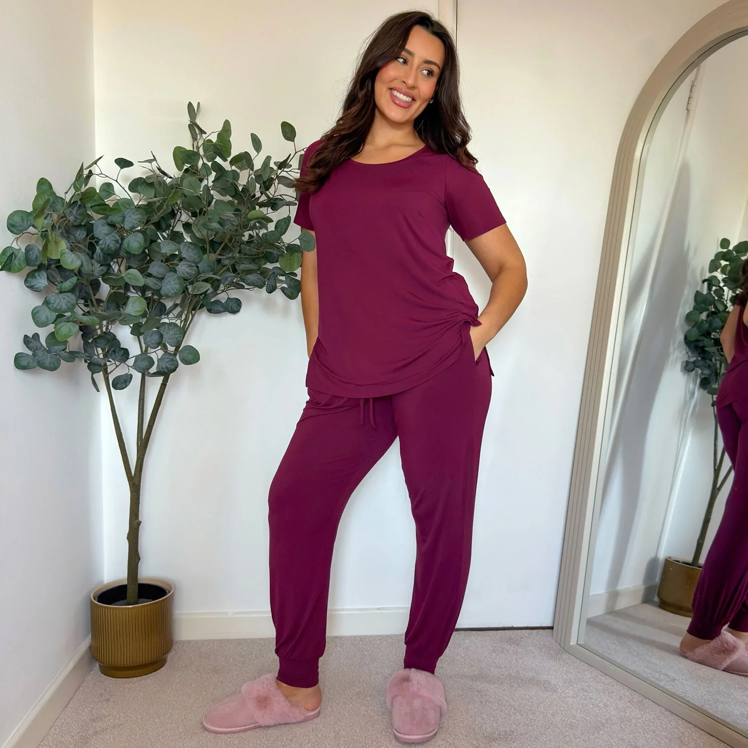 Bamboo Lounge Joggers - Cherry - Image 5