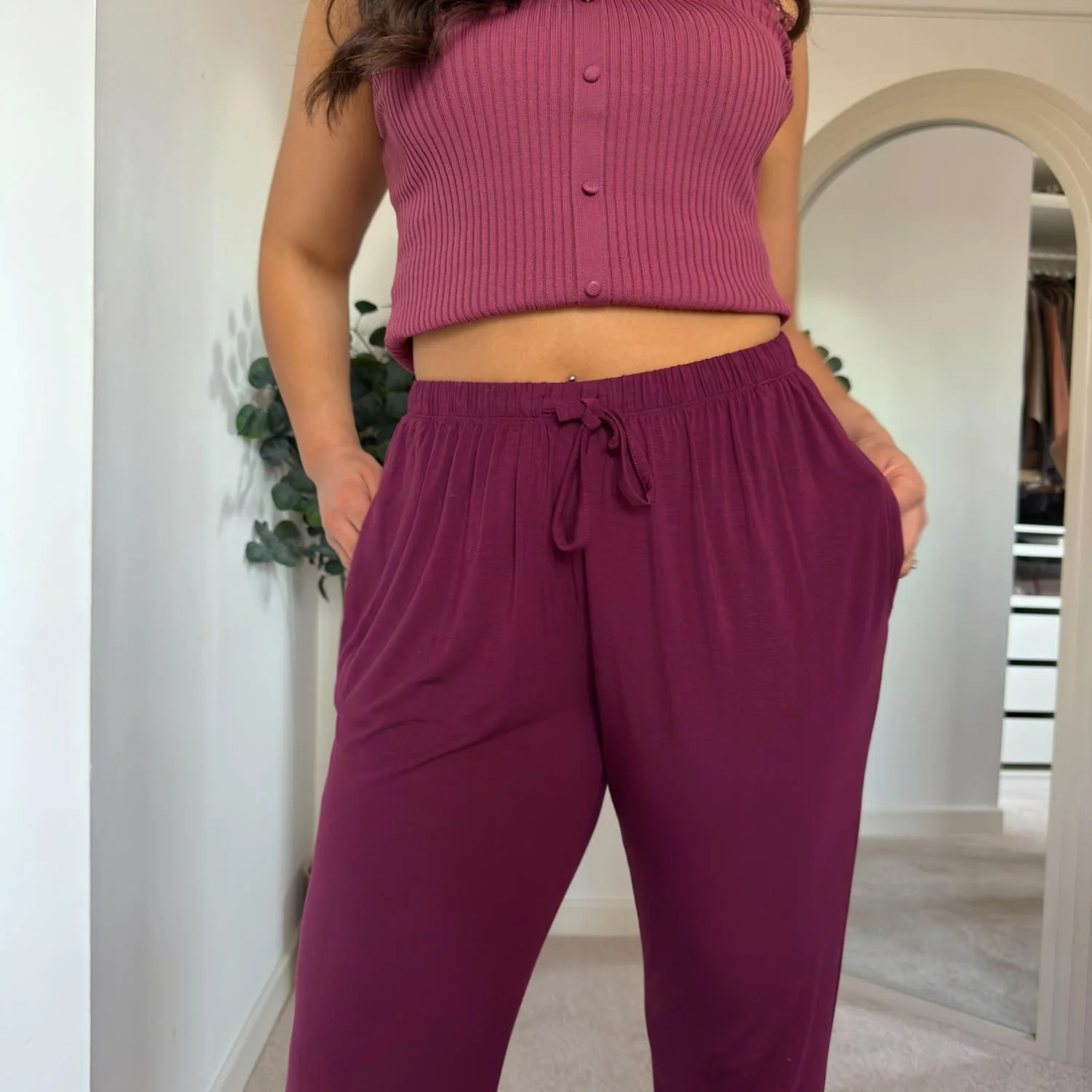 Bamboo Lounge Joggers - Cherry - Image 7