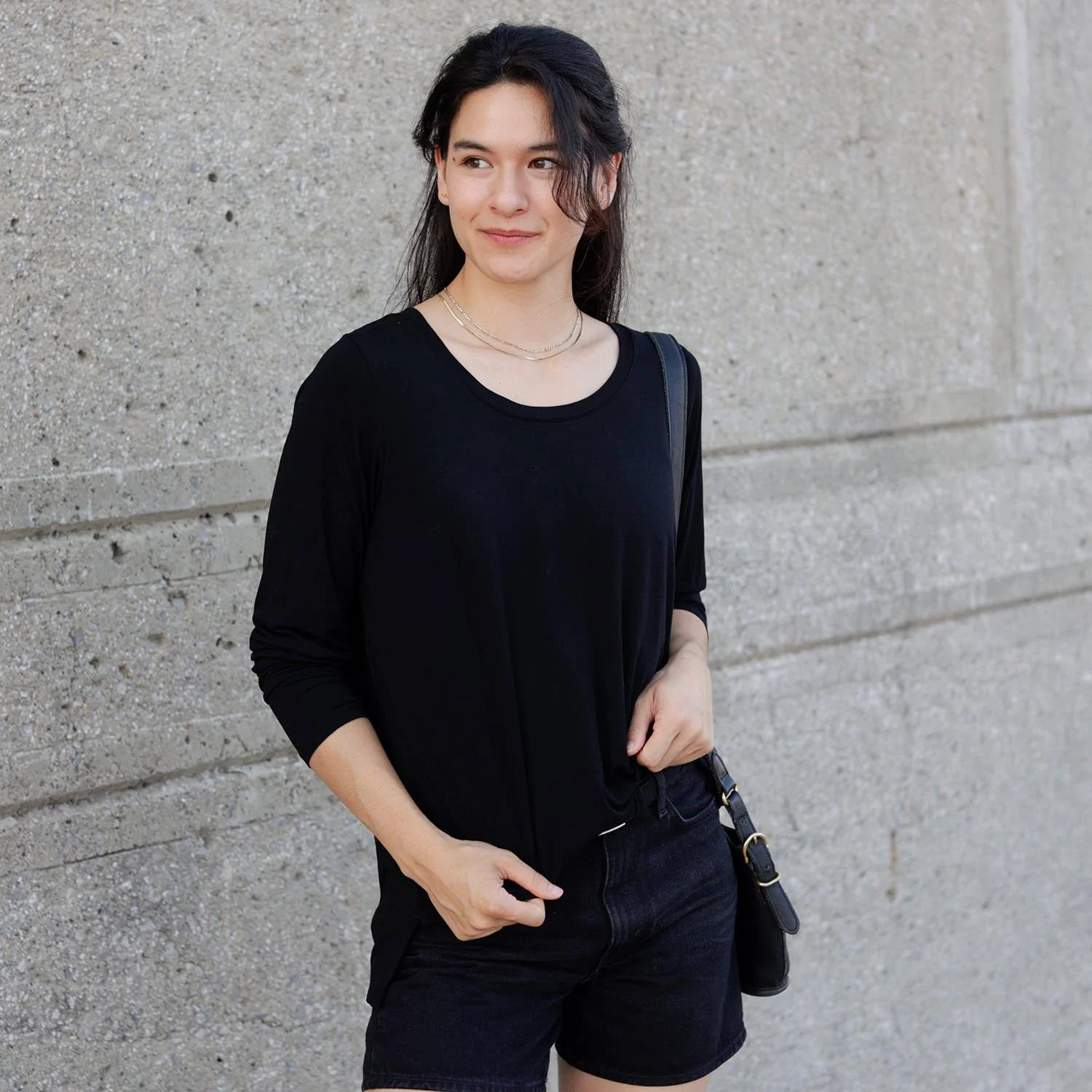 Bamboo Lounge Long Sleeve Top - Black - Image 4