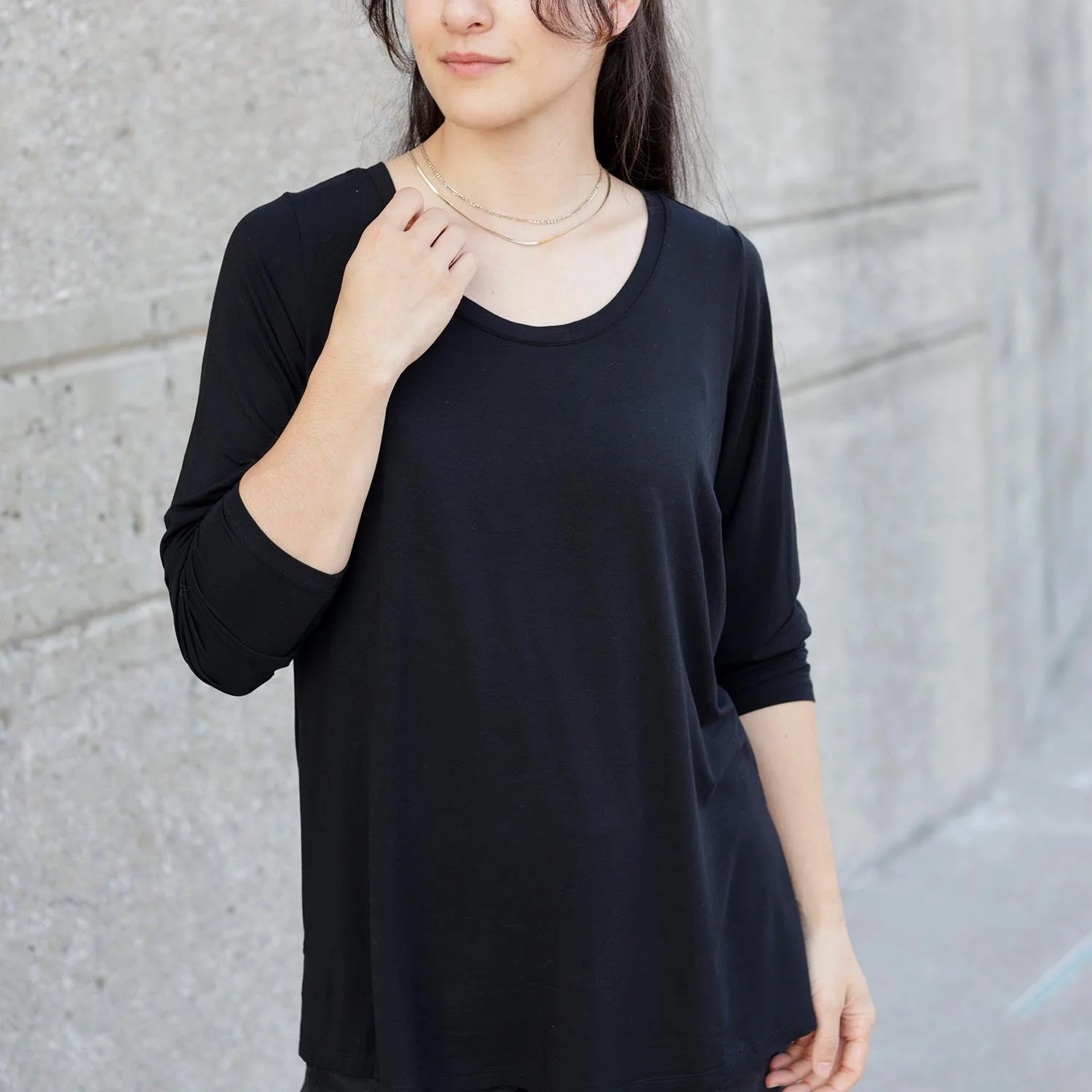 Bamboo Lounge Long Sleeve Top - Black - Image 7
