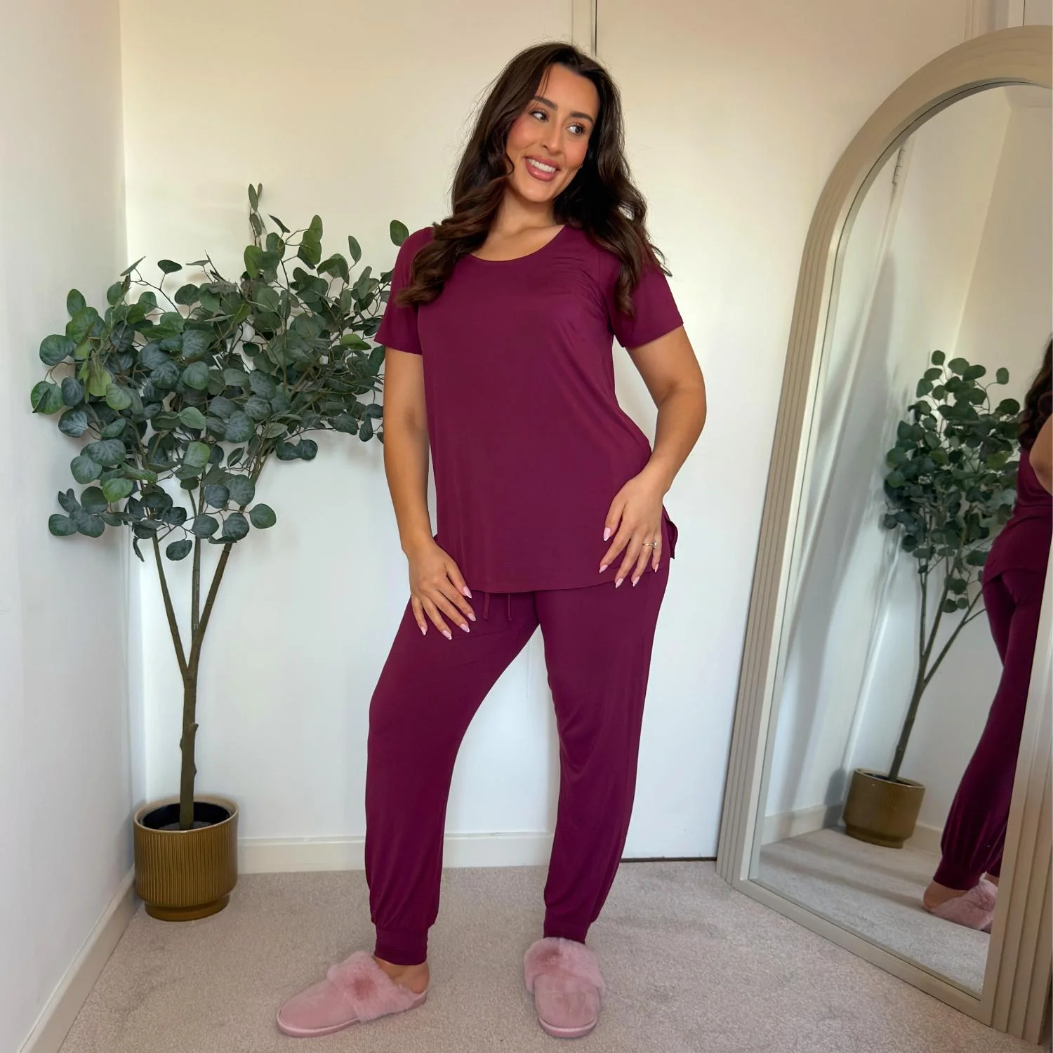 Bamboo Lounge T-Shirt - Cherry - Image 14