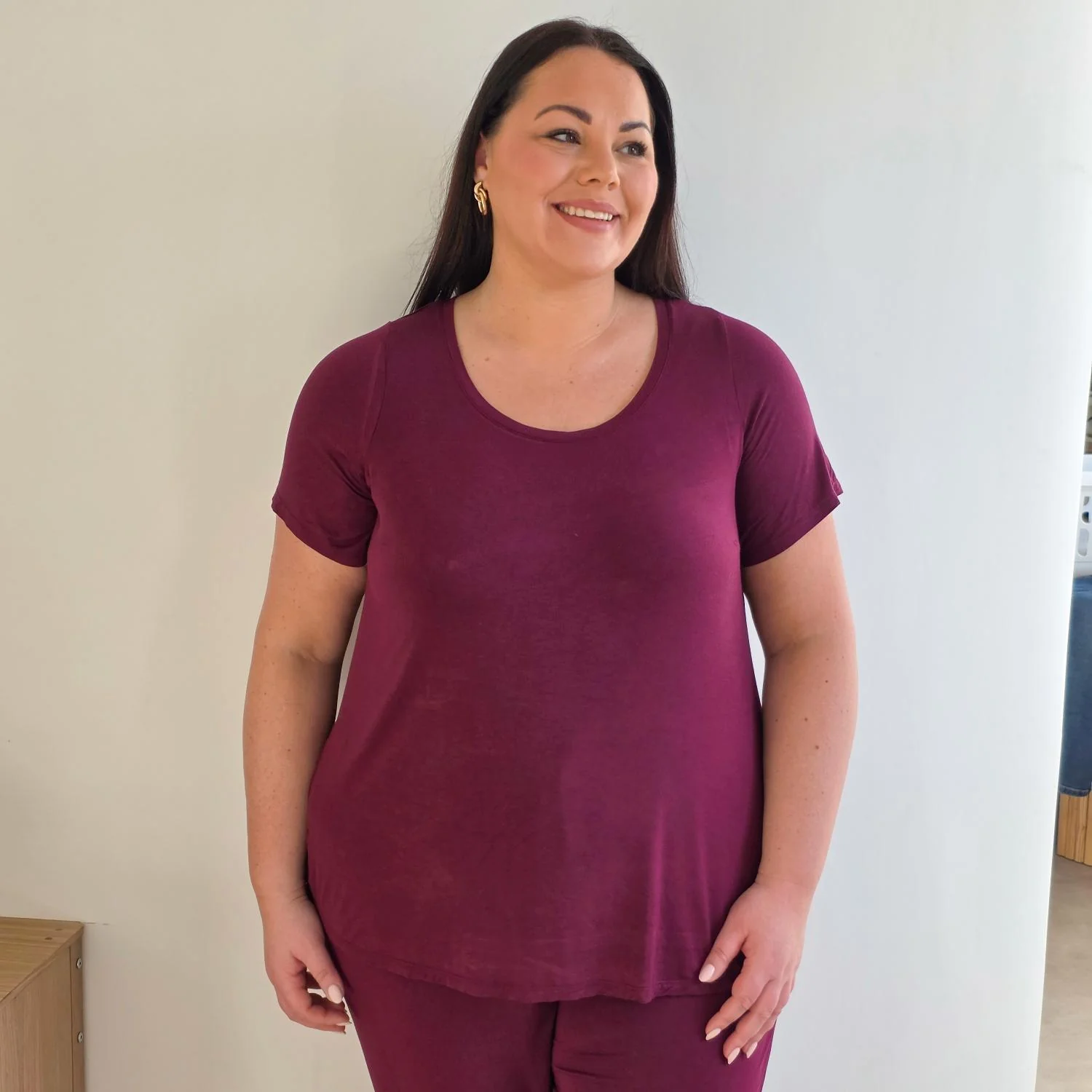 Bamboo Lounge T-Shirt - Cherry - Image 15