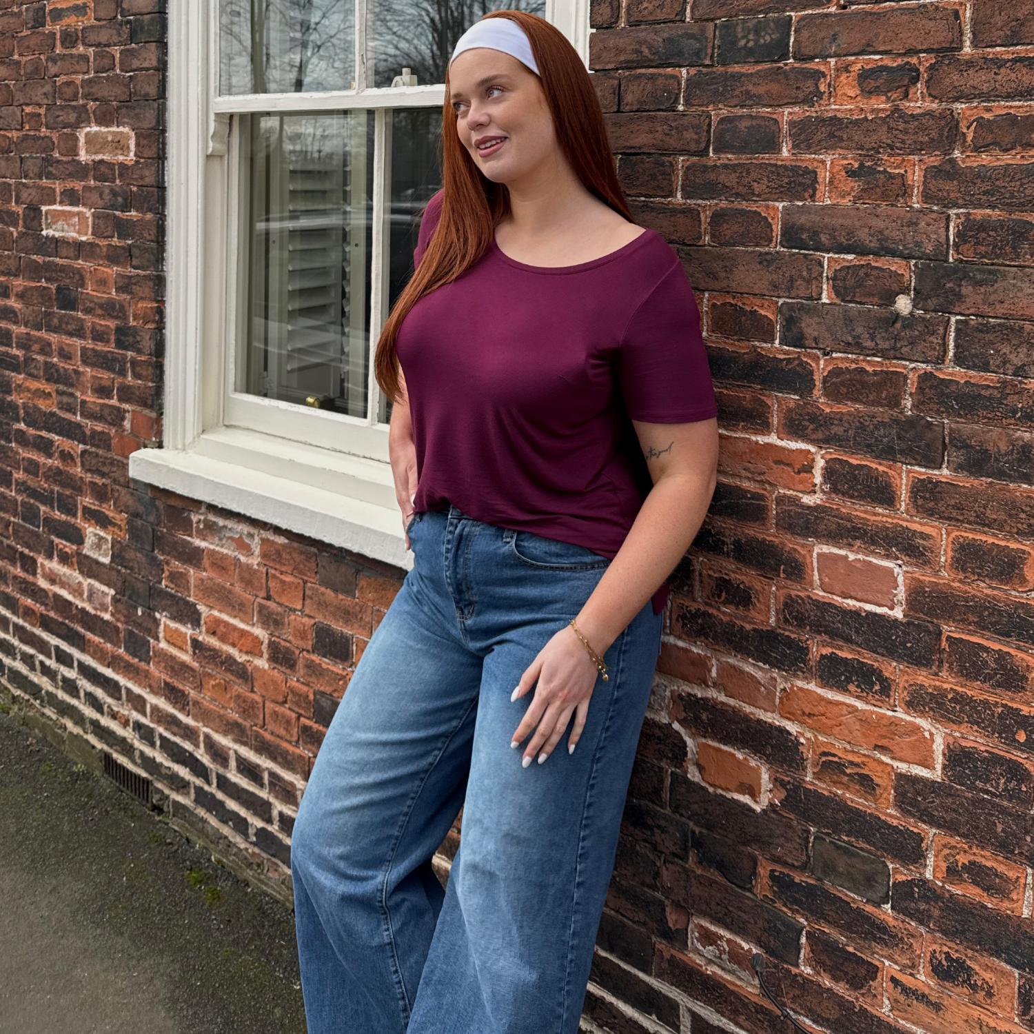 Bamboo Lounge T-Shirt - Cherry - Image 4