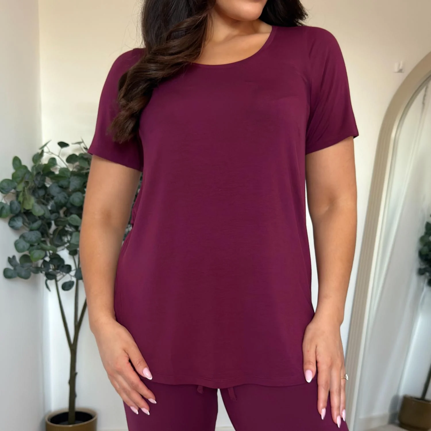 Bamboo Lounge T-Shirt - Cherry - Image 5