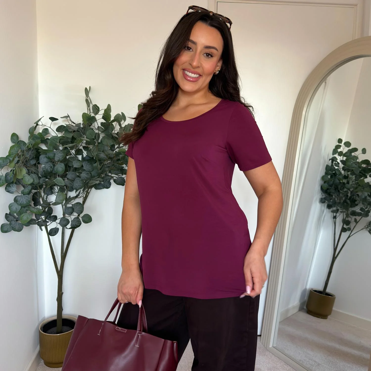 Bamboo Lounge T-Shirt - Cherry - Image 9