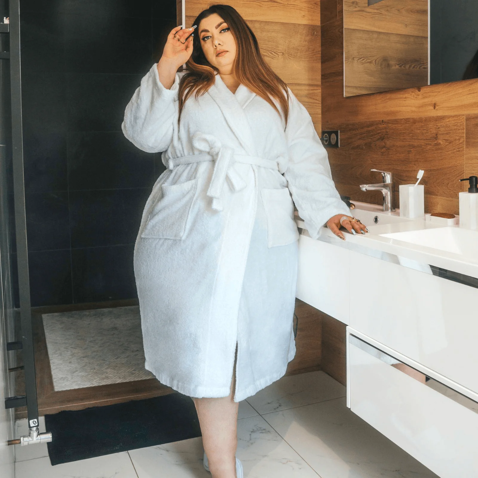 Floof Bath Robe - White - Image 13