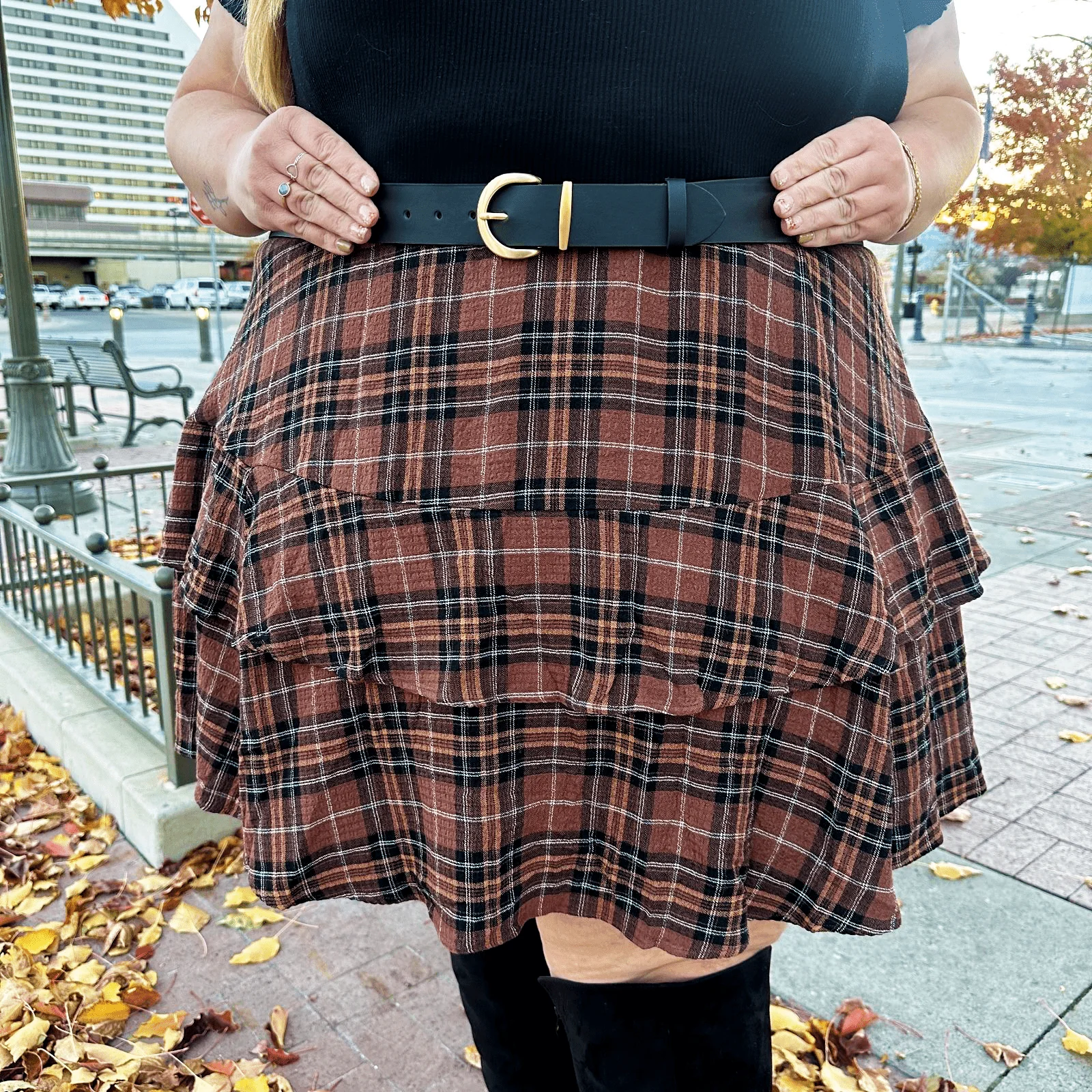 Vegan Leather Waist Belt - Gold - Image 16