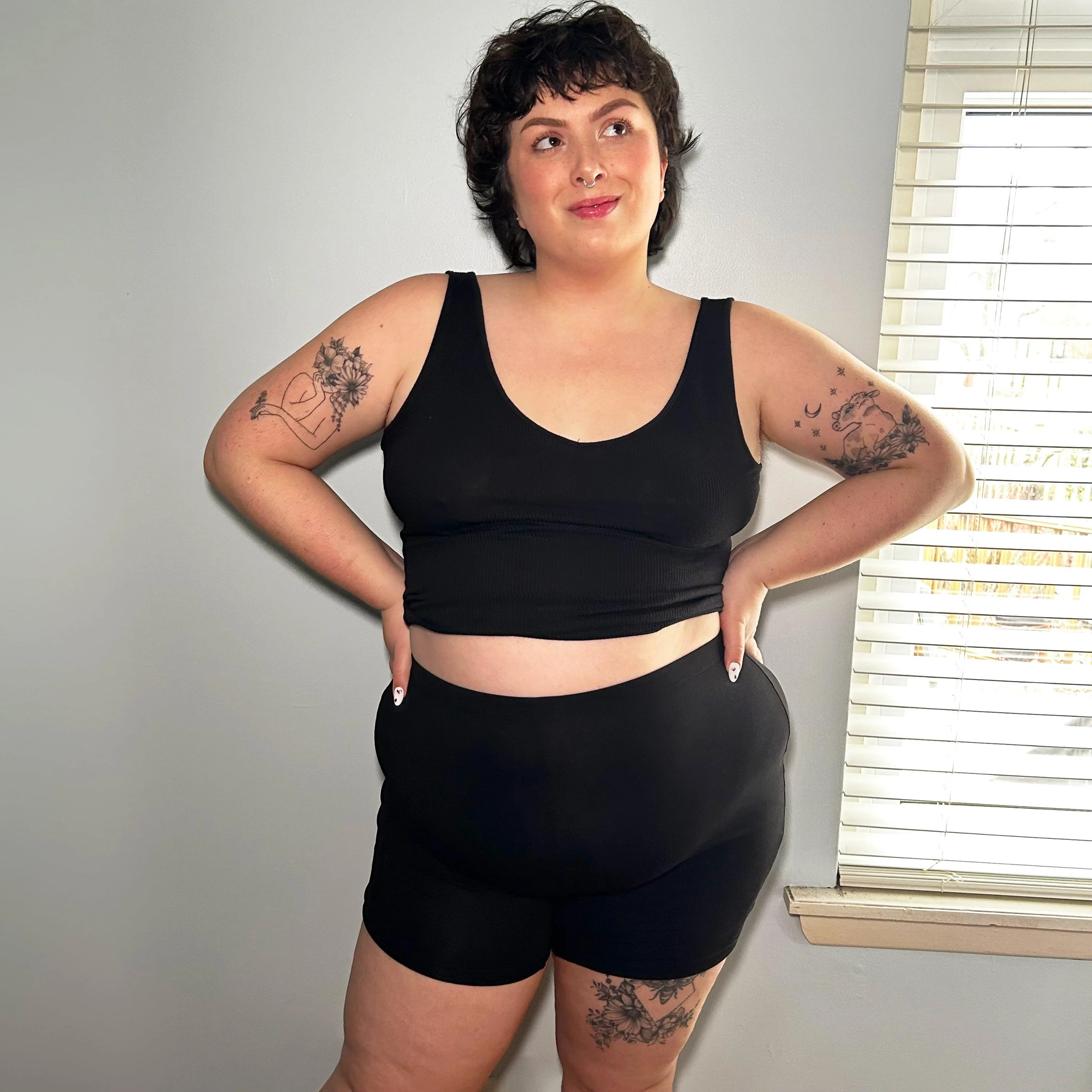 Organic Cotton Femme Boxer Shorts - Black - Image 10