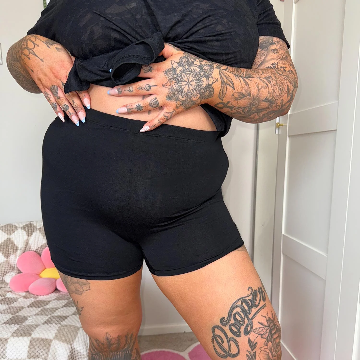 Organic Cotton Femme Boxer Shorts - Black - Image 5