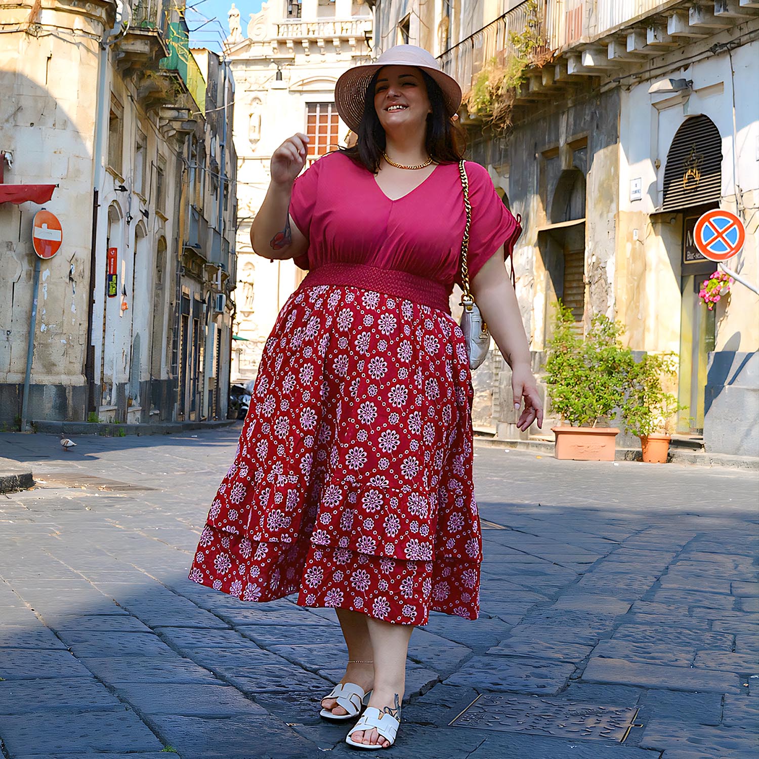 Broderie Anglaise Midi Dress - Blood Red - Image 6