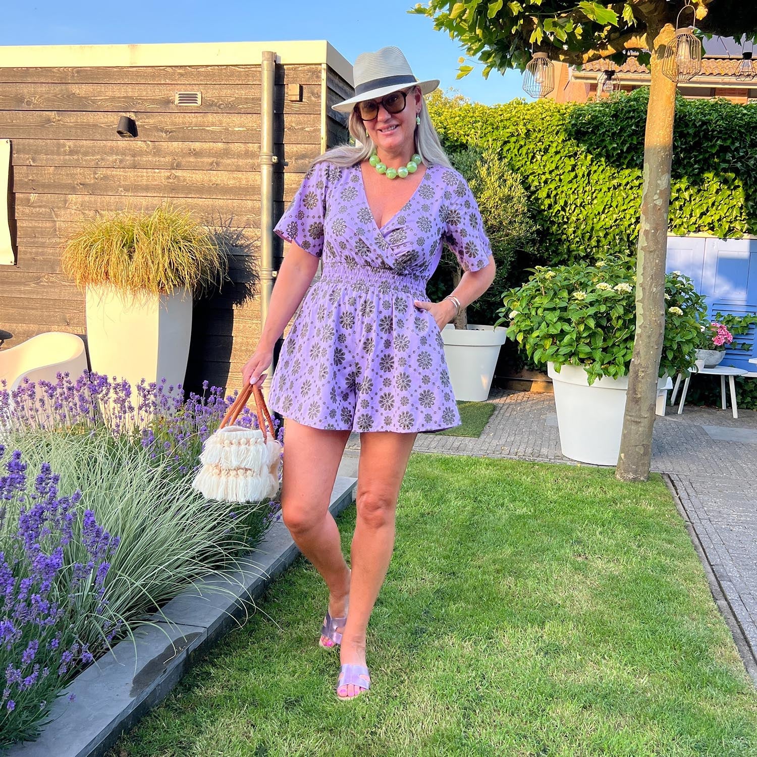 Broderie Anglaise Playsuit - Cassis de Violet - Image 7