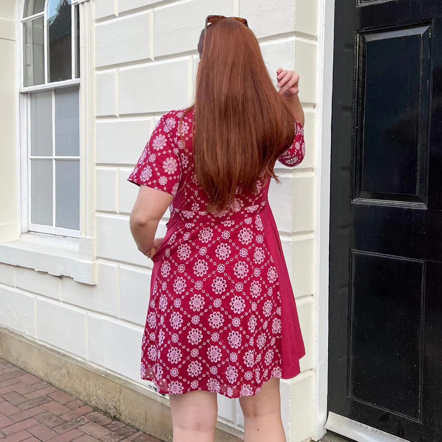 Broderie Anglaise Wrap Dress - Blood Red - Image 3