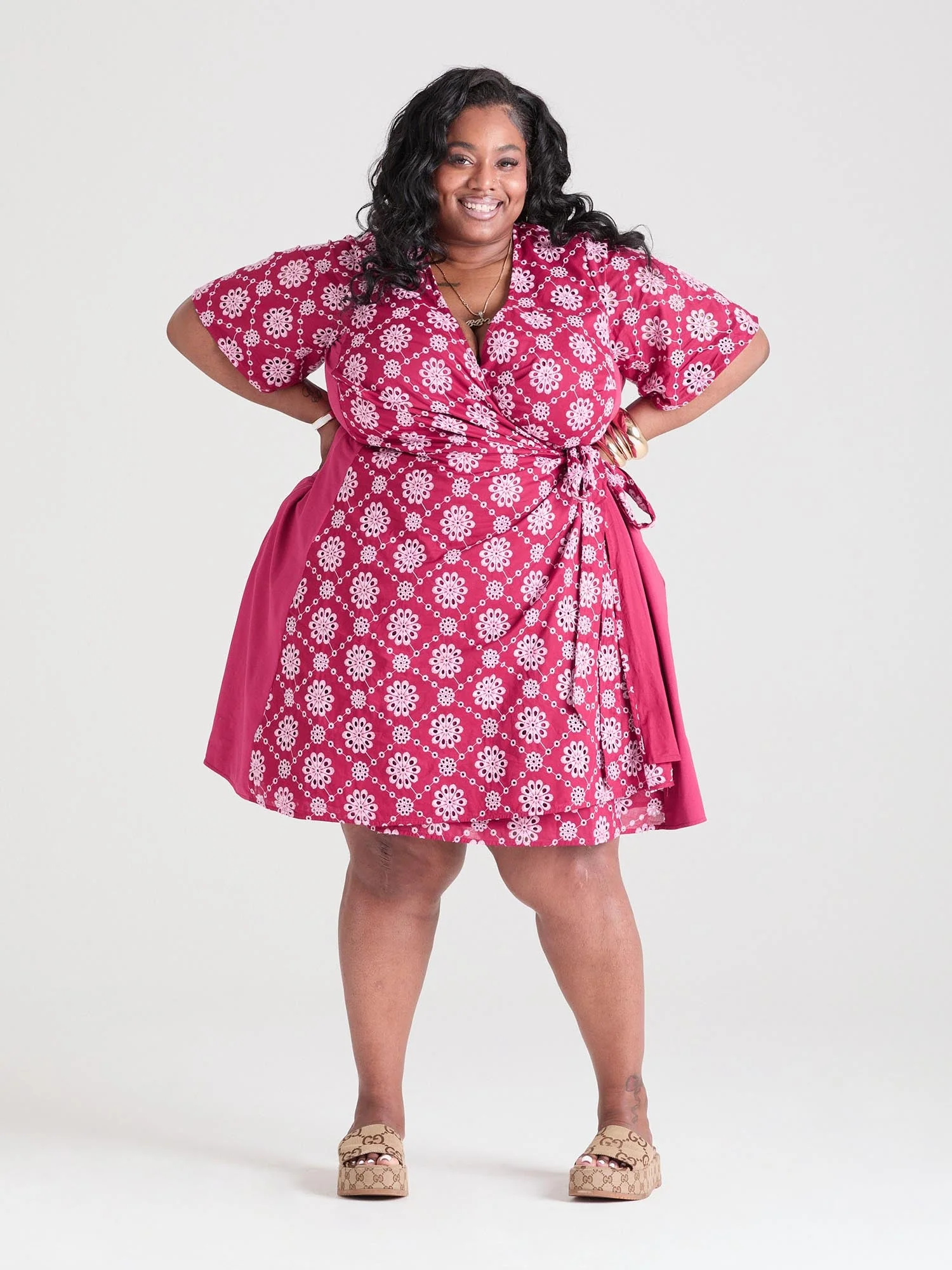Broderie Anglaise Wrap Dress - Blood Red - Image 6