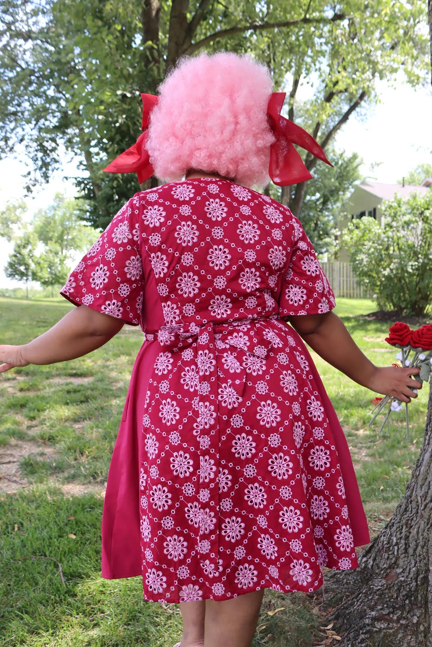 Broderie Anglaise Wrap Dress - Blood Red - Image 7