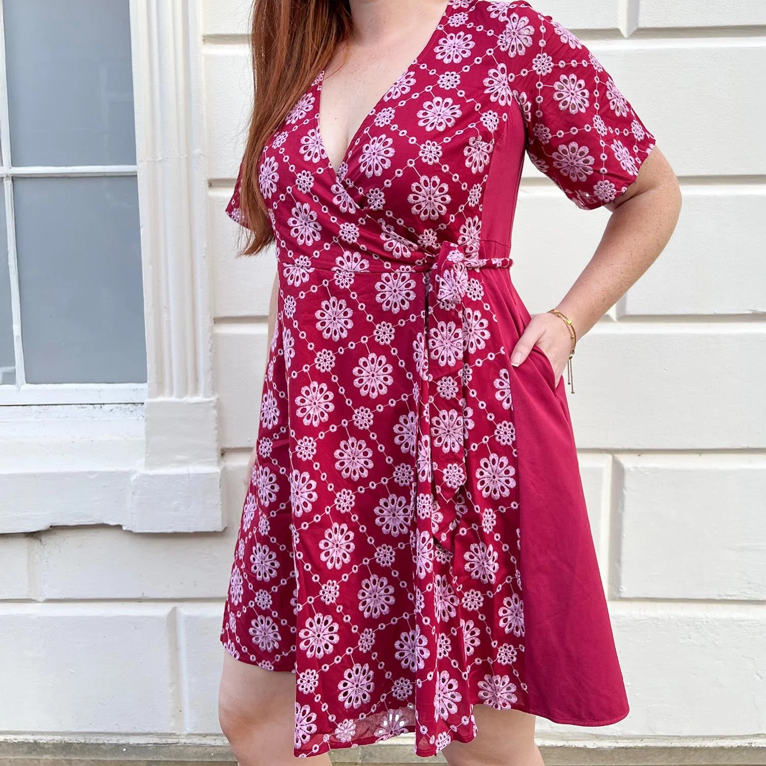 Broderie Anglaise Wrap Dress - Blood Red - Image 8