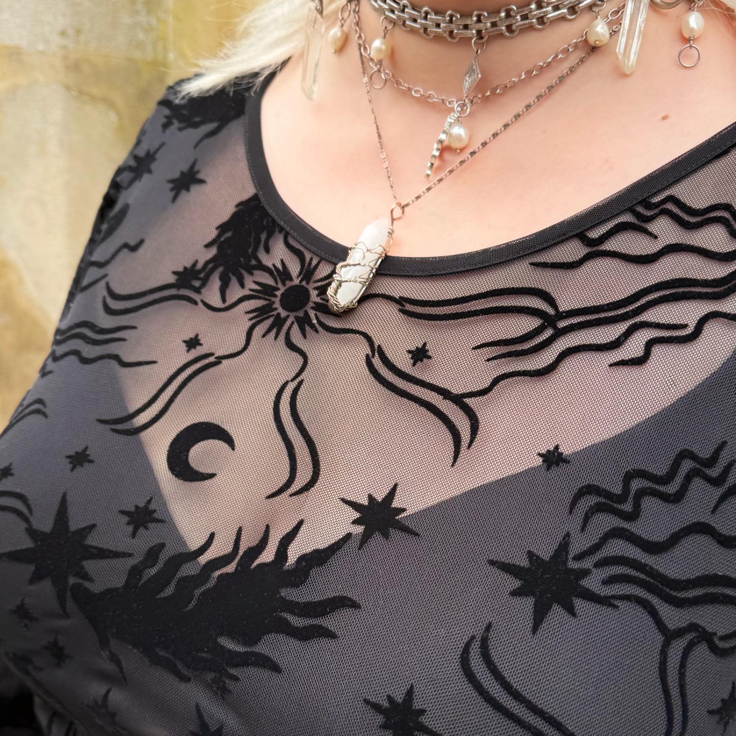 Celestial Flock Mesh Top - Black - Image 2