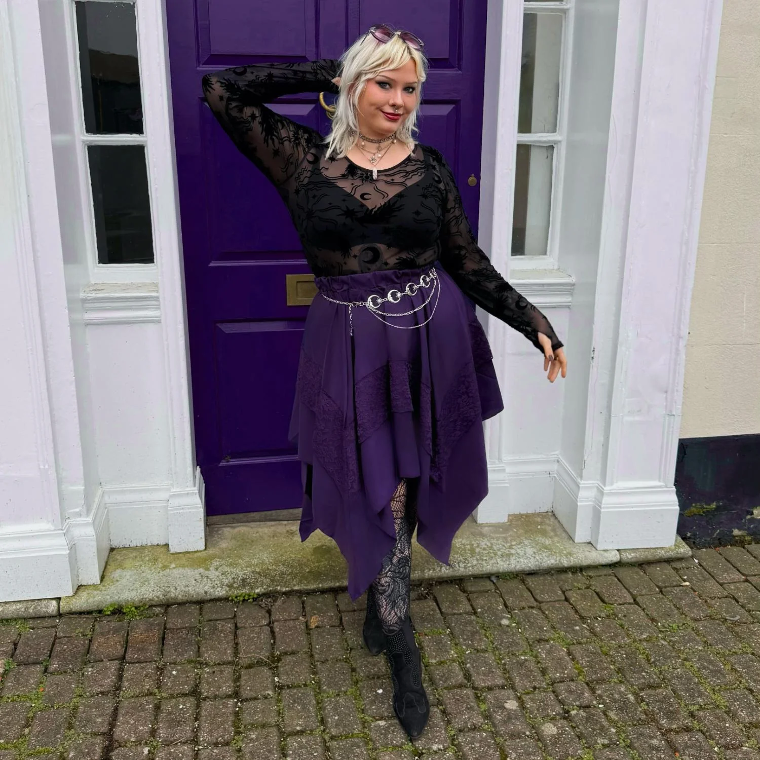Celestial Flock Mesh Top - Black - Image 3