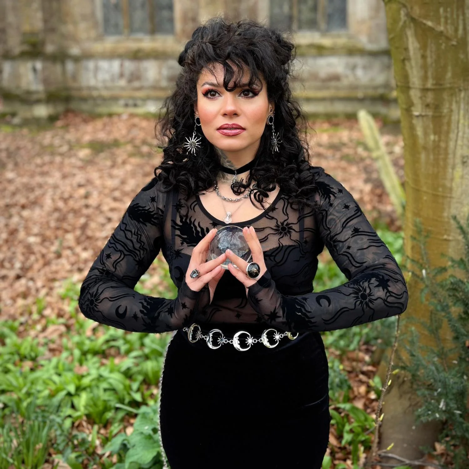 Celestial Flock Mesh Top - Black - Image 5
