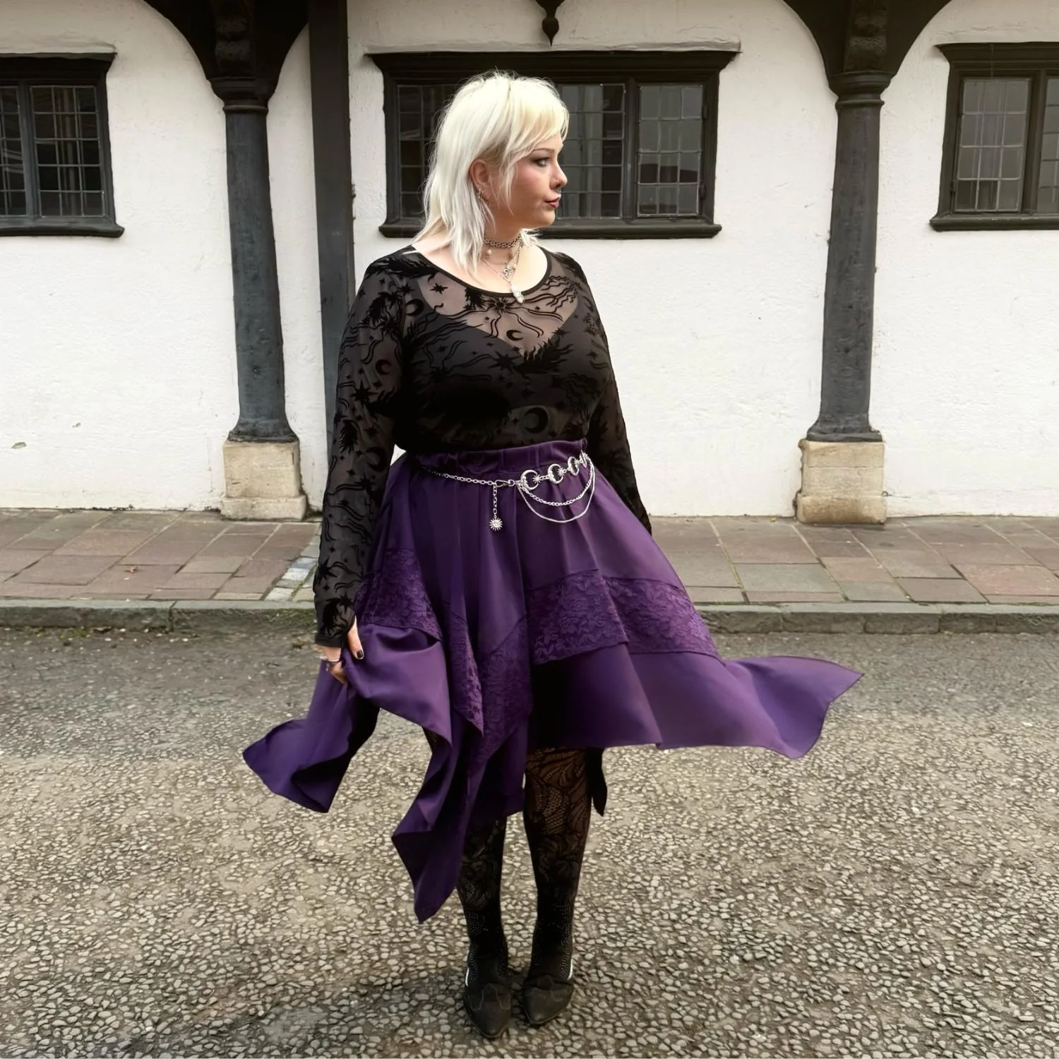 Celestial Flock Mesh Top - Black - Image 9