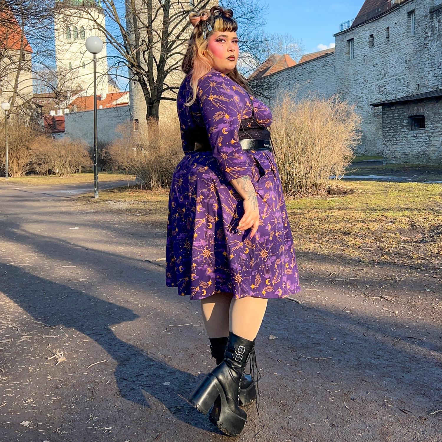 Celestial Wrap Dress - Purple / Gold - Image 17