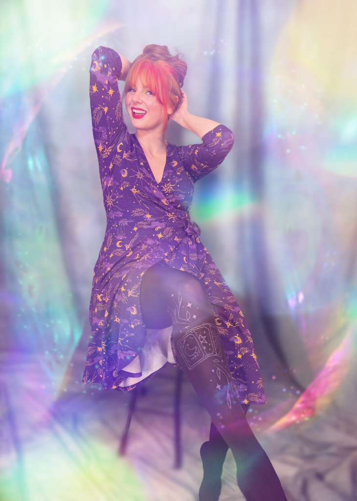 Celestial Wrap Dress - Purple / Gold - Image 2