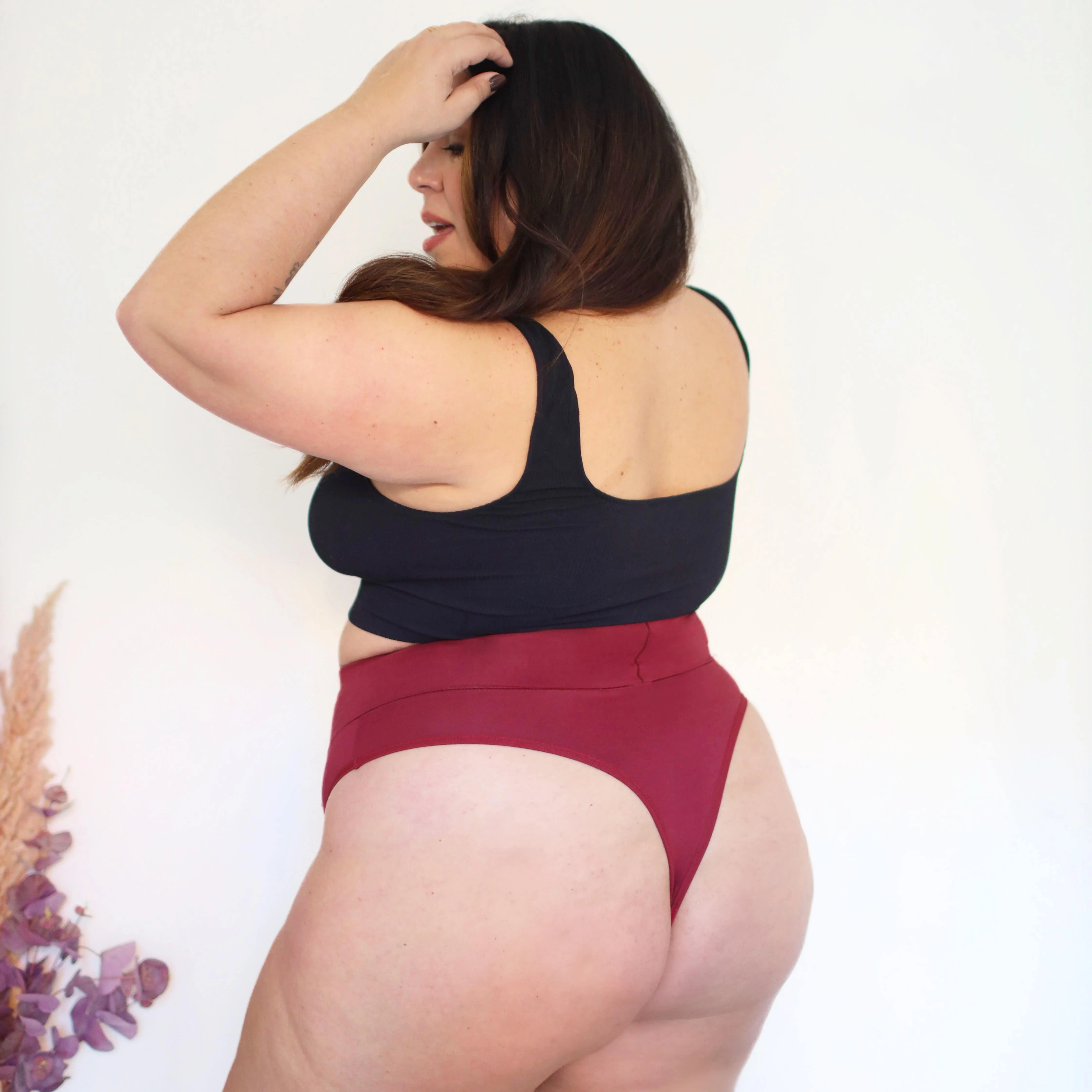 Organic Cotton Cheeky High Leg Knickers - Blood Red - Image 8