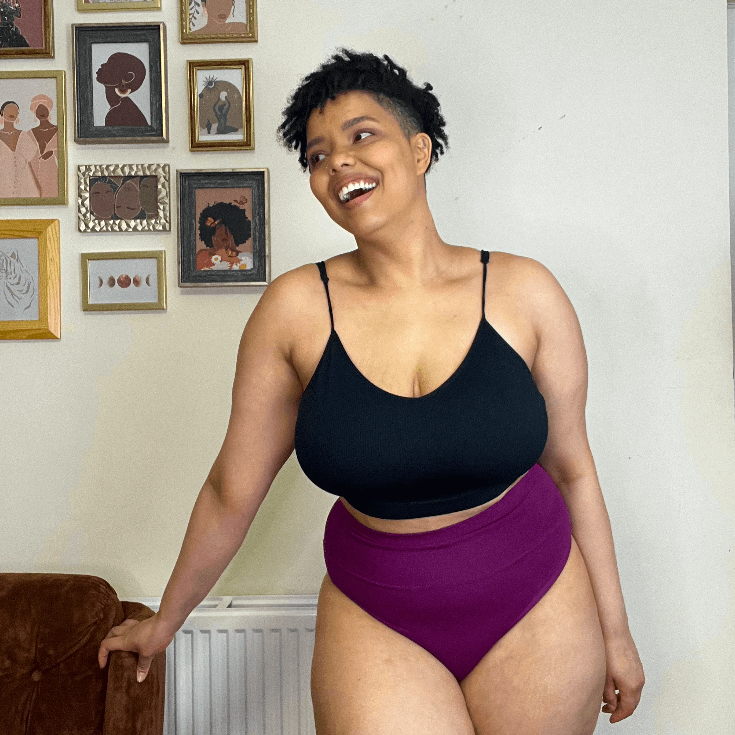 Organic Cotton Cheeky High Leg Knickers - Figgy Pudding - Image 6