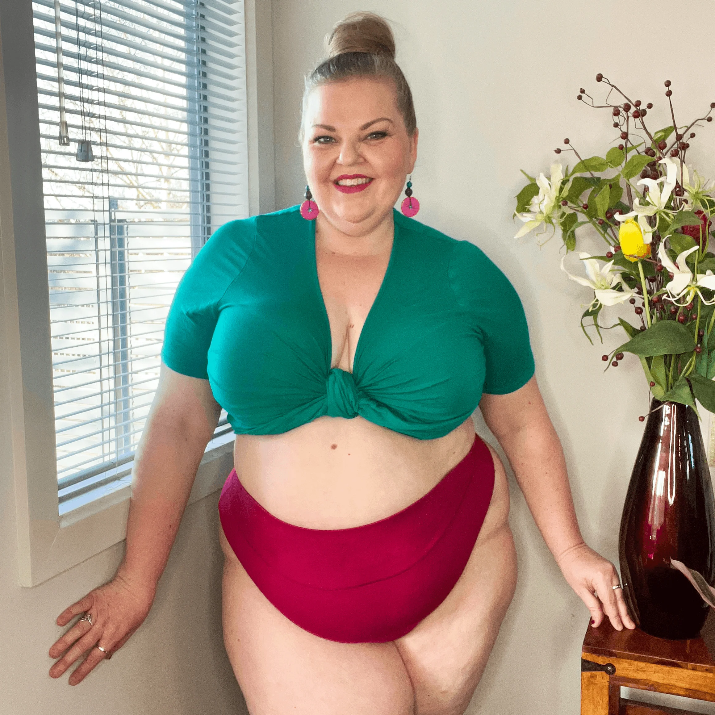 Organic Cotton Cheeky High Leg Knickers - Raspberry Pie