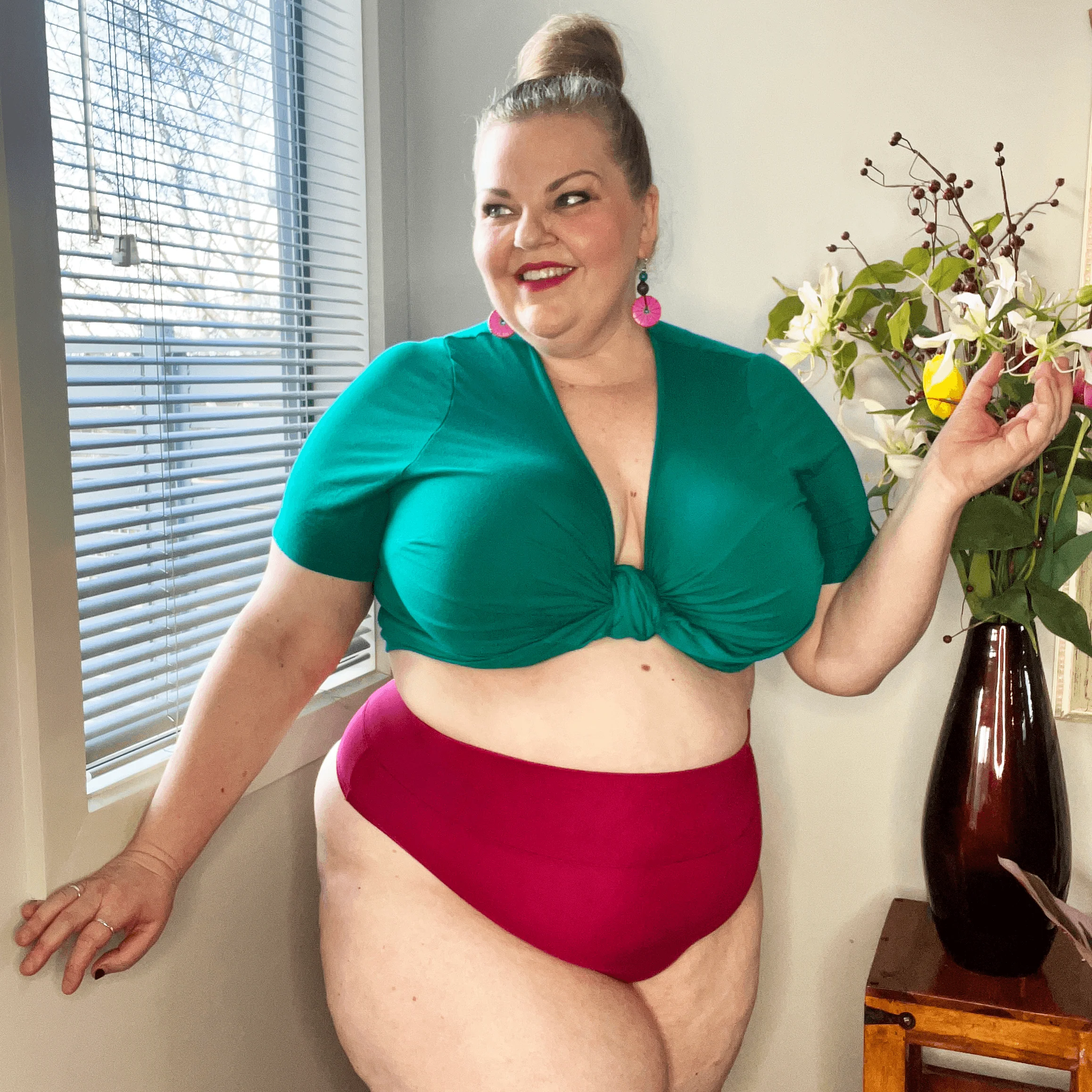 Organic Cotton Cheeky High Leg Knickers - Raspberry Pie - Image 3