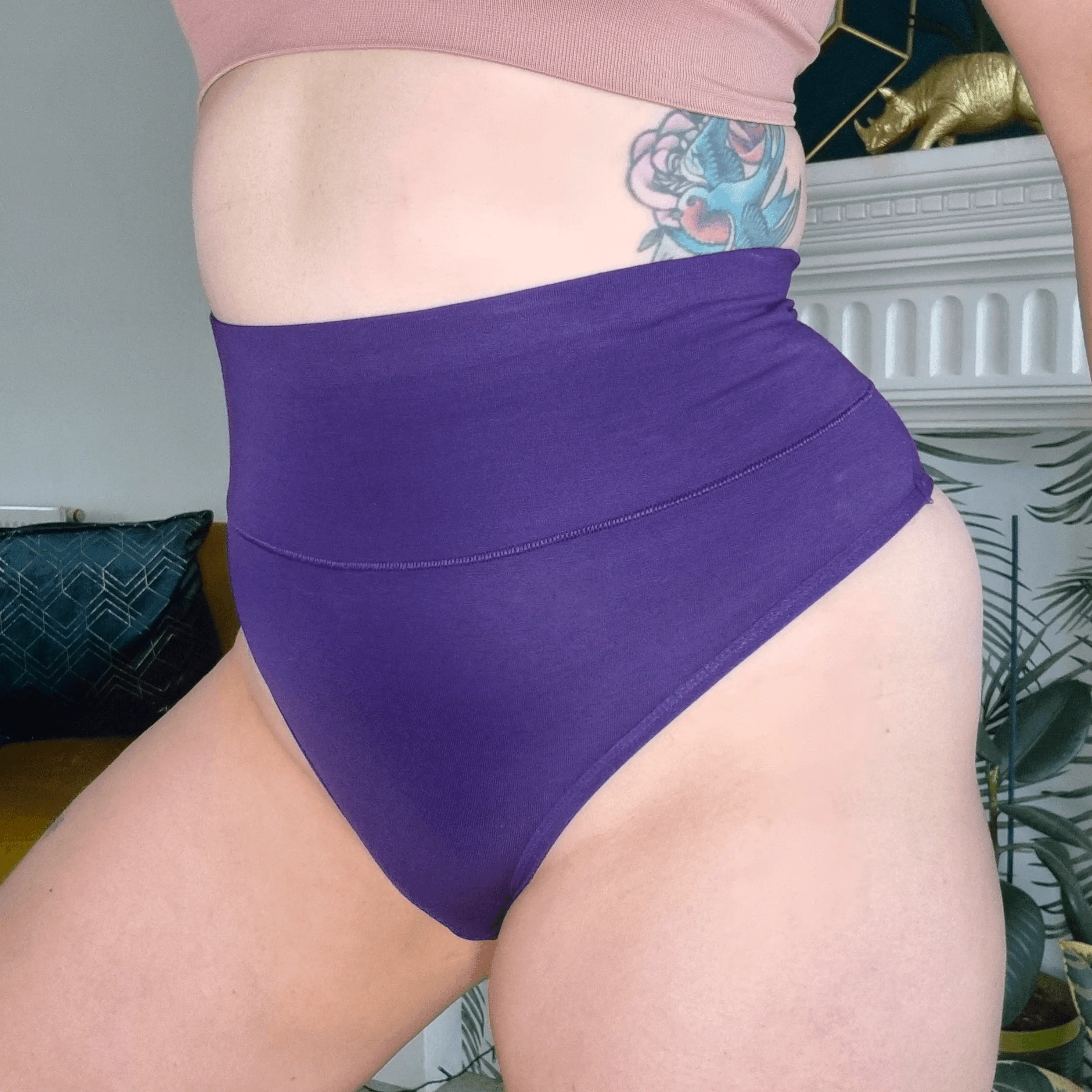 Organic Cotton Cheeky High Leg Knickers - Suffragette Purple - Image 3