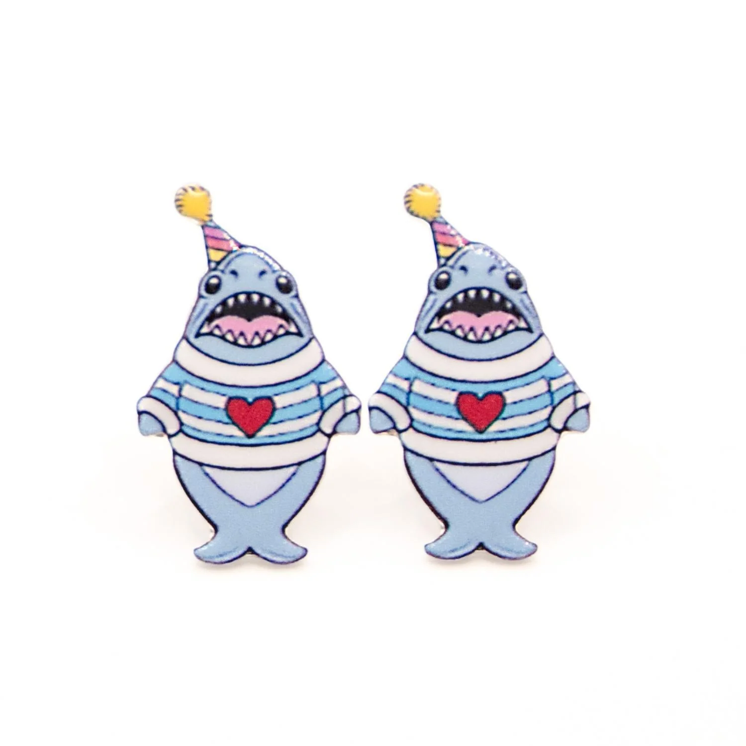 Party Chompy Shark Earrings - Silver - Image 2