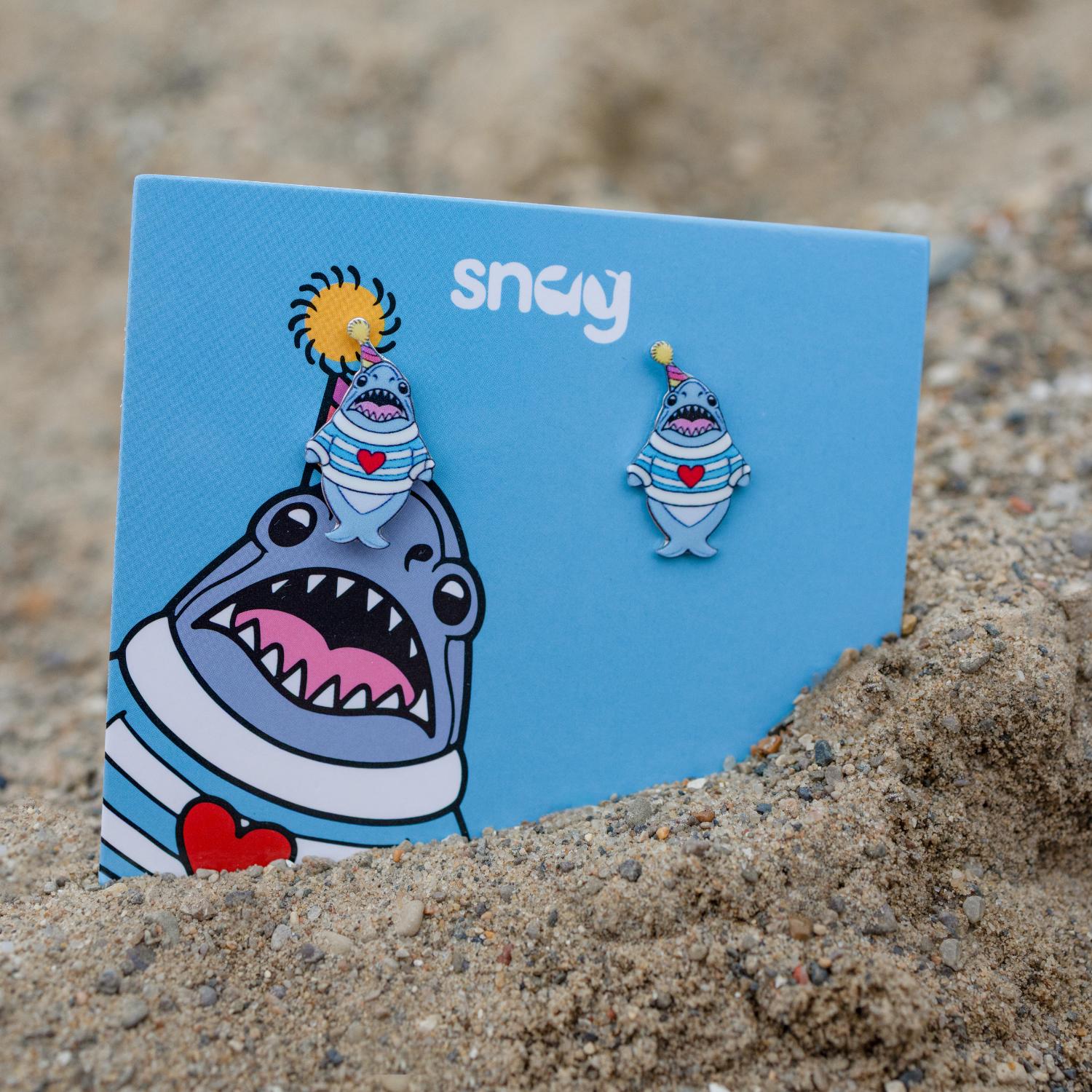 Party Chompy Shark Earrings - Silver - Image 3