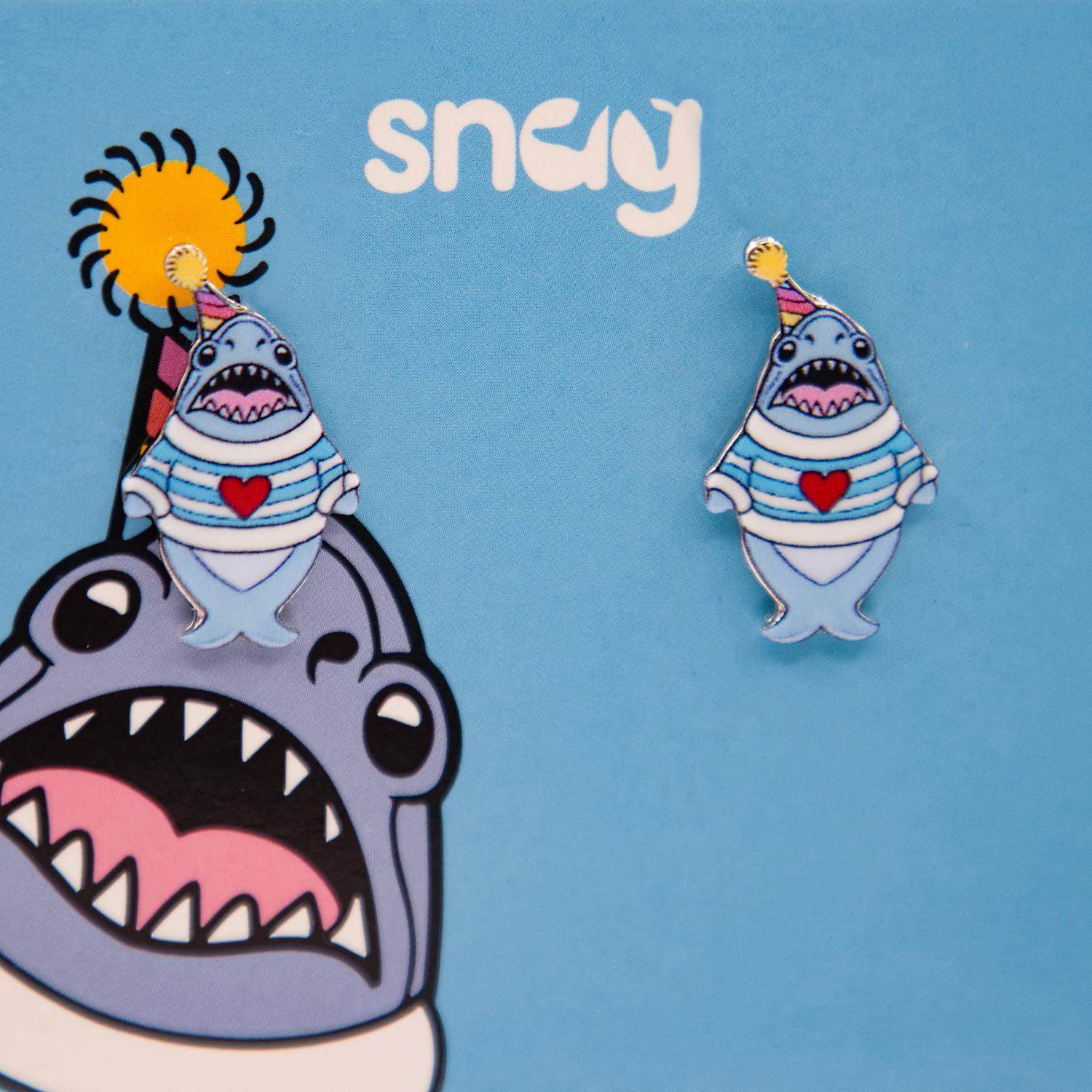 Party Chompy Shark Earrings - Silver - Image 7